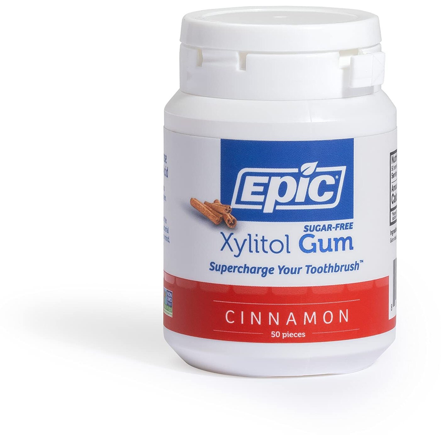 Epic Xylitol Chewing Gum - Sugar Free & Aspartame Free Chewing Gum Sweetened W/Xylitol For Dry Mouth & Gum Health (Cinnamon, 50-Piece Bottle, 3 Bottles)