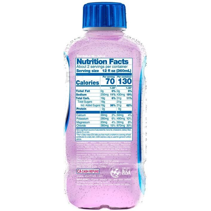 Electrolit Electrolyte Hydration & Recovery Drink, 21Oz, Berry Bliss, 12 Pack