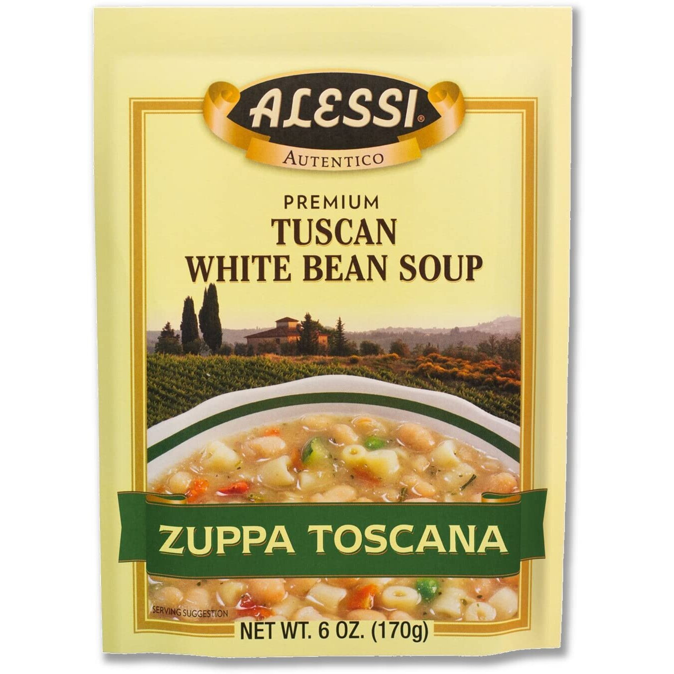 Alessi Autentico Premium Soups, Traditional Flavors, 6Oz (Tuscan White Bean, Pack Of 6)