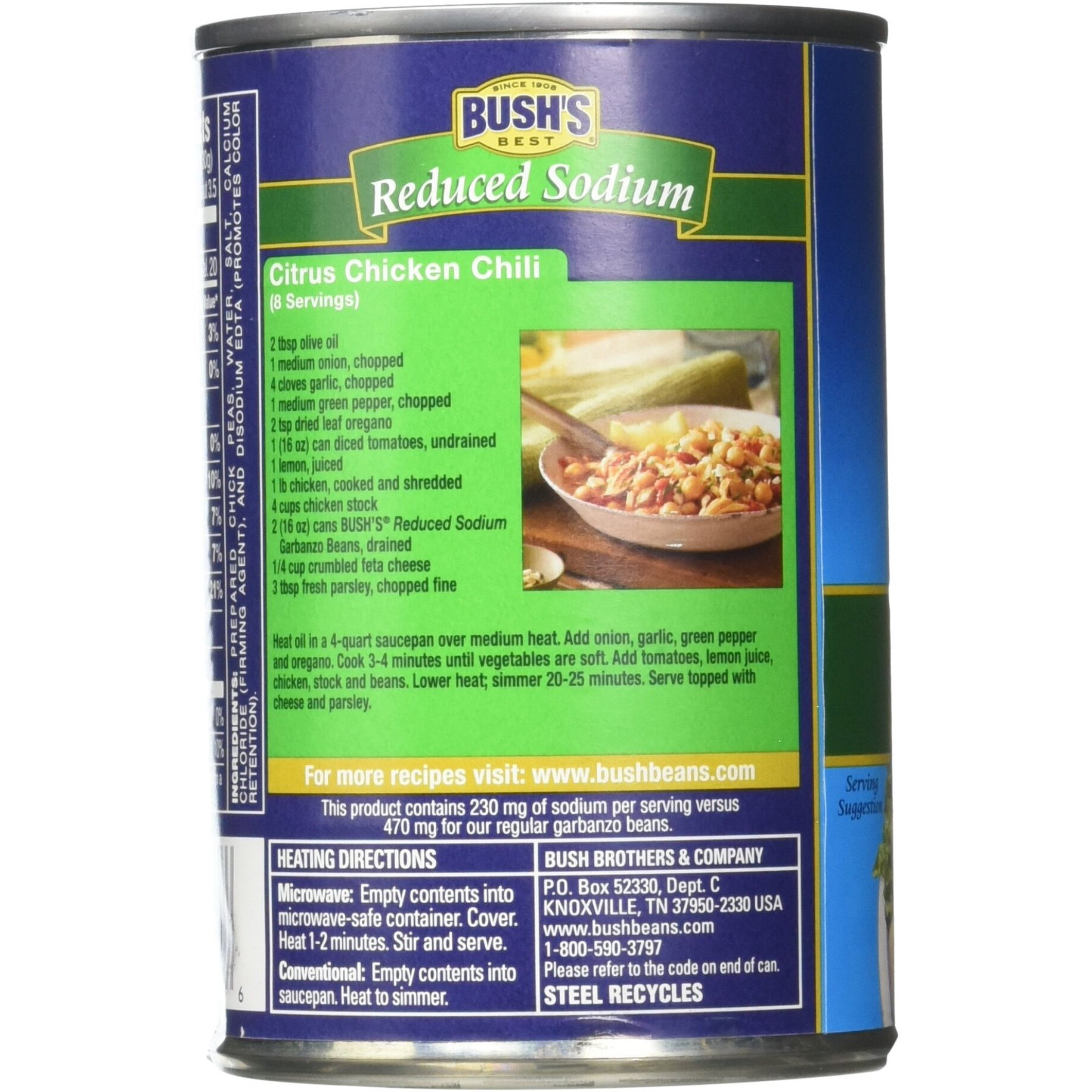 Bush's Best 16 Oz Reduced Sodium Garbanzo Beans, Source Of Plant Based Protein And Fiber, Low Fat, Gluten Free, (Pack Of 12)