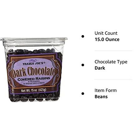 Trader Joes Dark Chocolate Covered Raisins