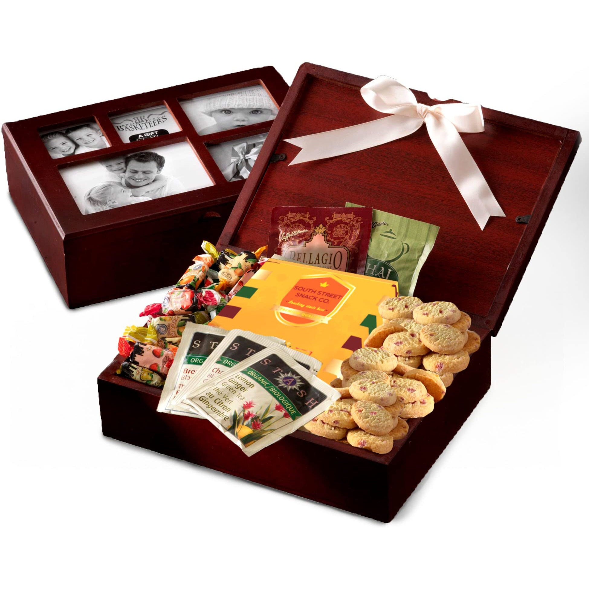 Photo Gift Box With Lid, Gourmet Food - Teas, Cocoas, Cookies, Snacks & Sweets Care Package For Women, Men, Families, Memory Box For Thinking Of You, Get Well, Anniversary, Thank You