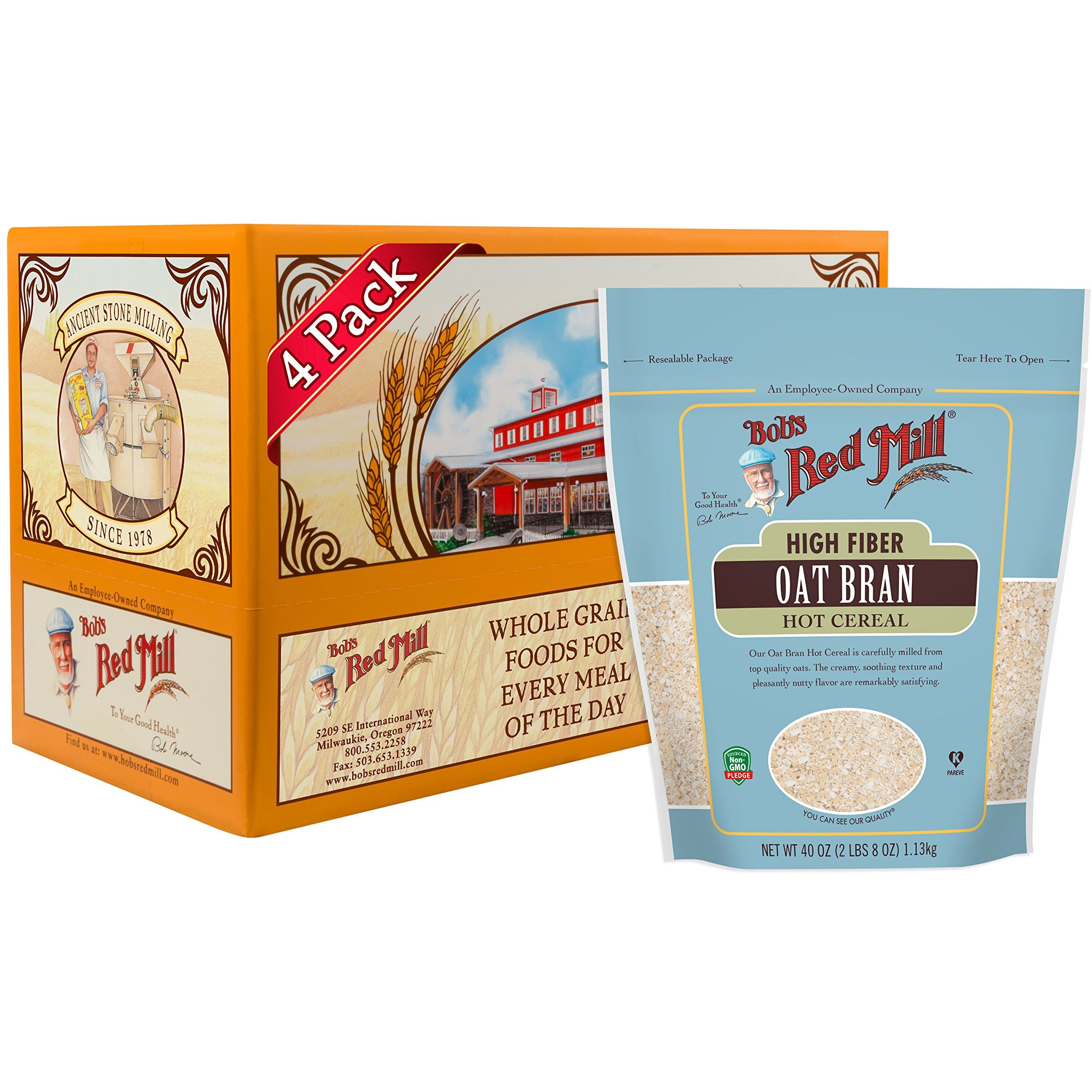 Bob's Red Mill Oat Bran Hot Cereal 4-40 Oz Bags