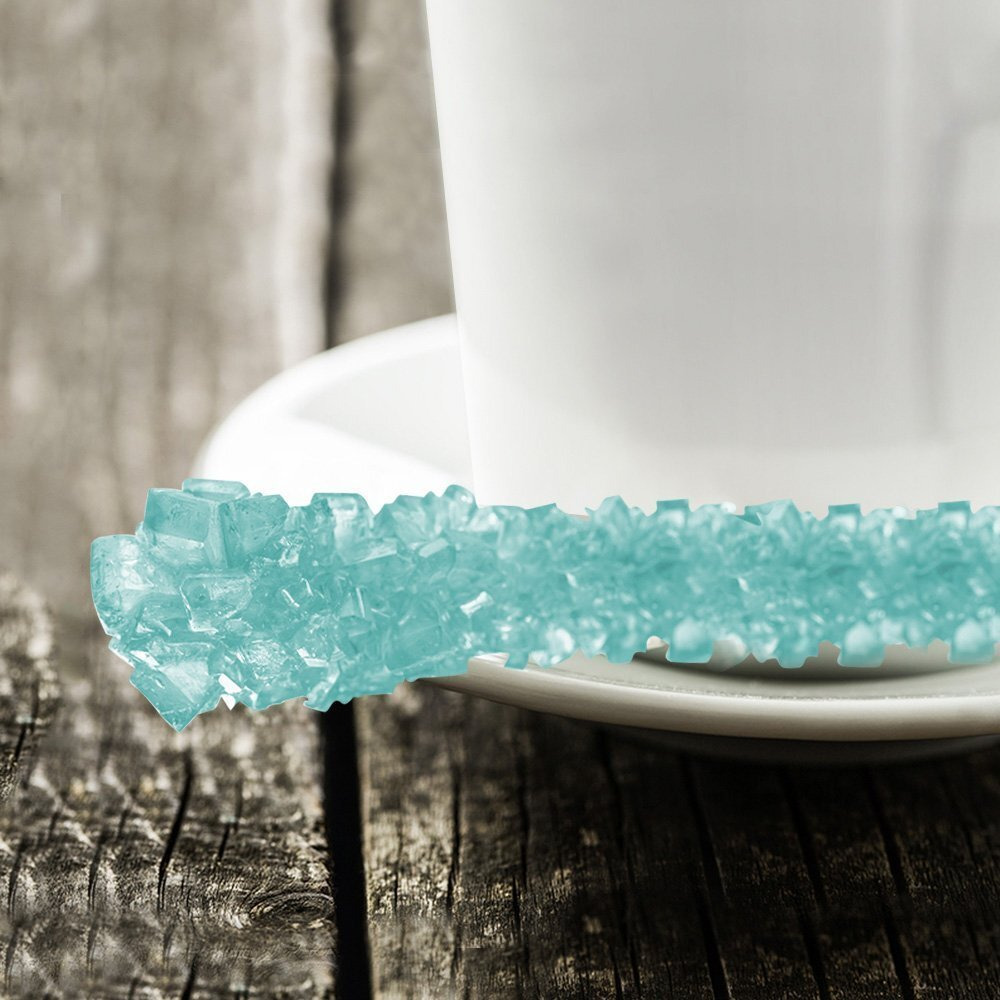 Extra Large Rock Candy Sticks 6 Light Blue Cotton Candy Lollipop - Individually Wrapped - Espeez Rock Candy Crystal Sticks For Candy Buffet, Birthdays, Weddings, Receptions, Bridal And Baby Showers