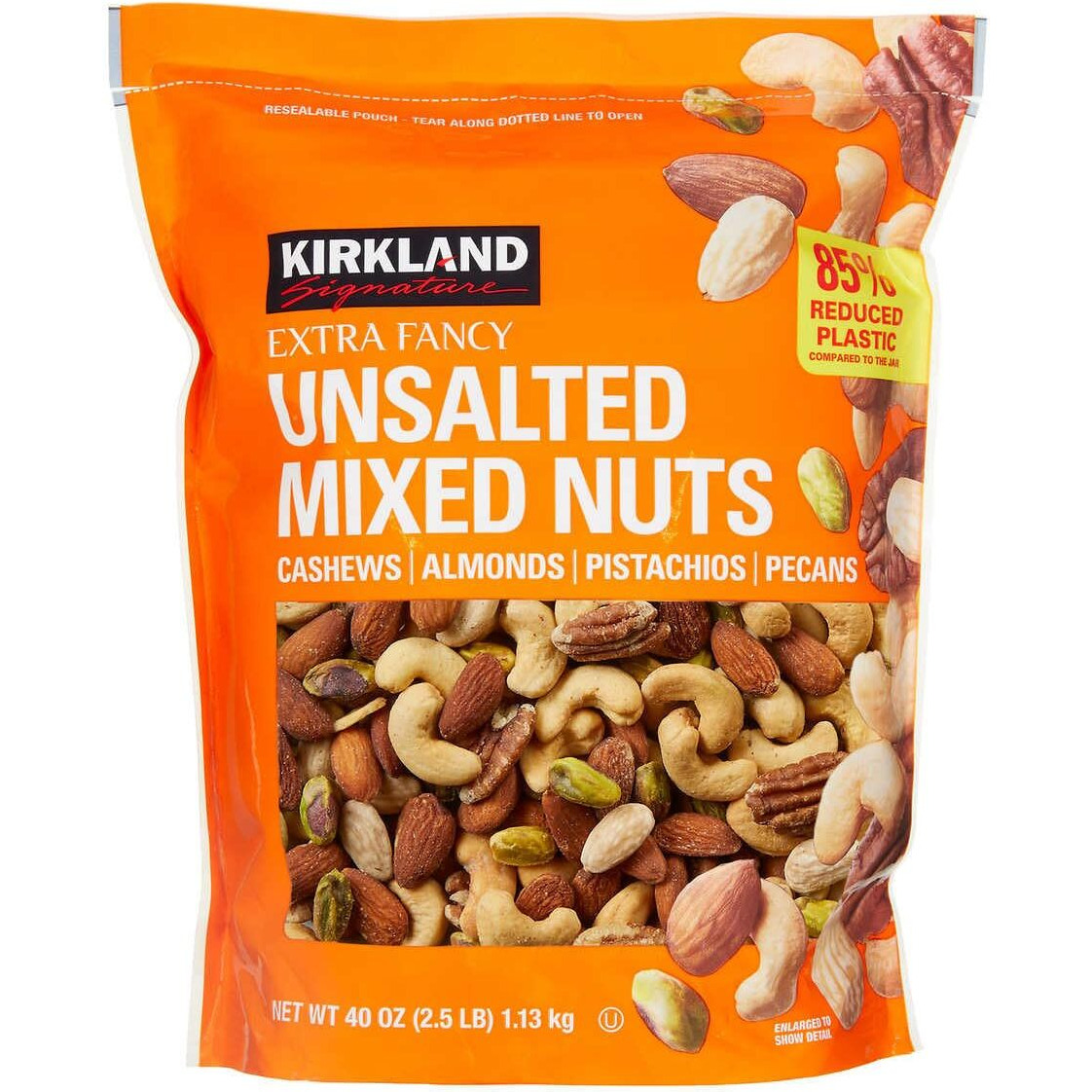 Kirkland Signature Extra Fancy Mixed Nuts Unsalted, 39.85 Ounce