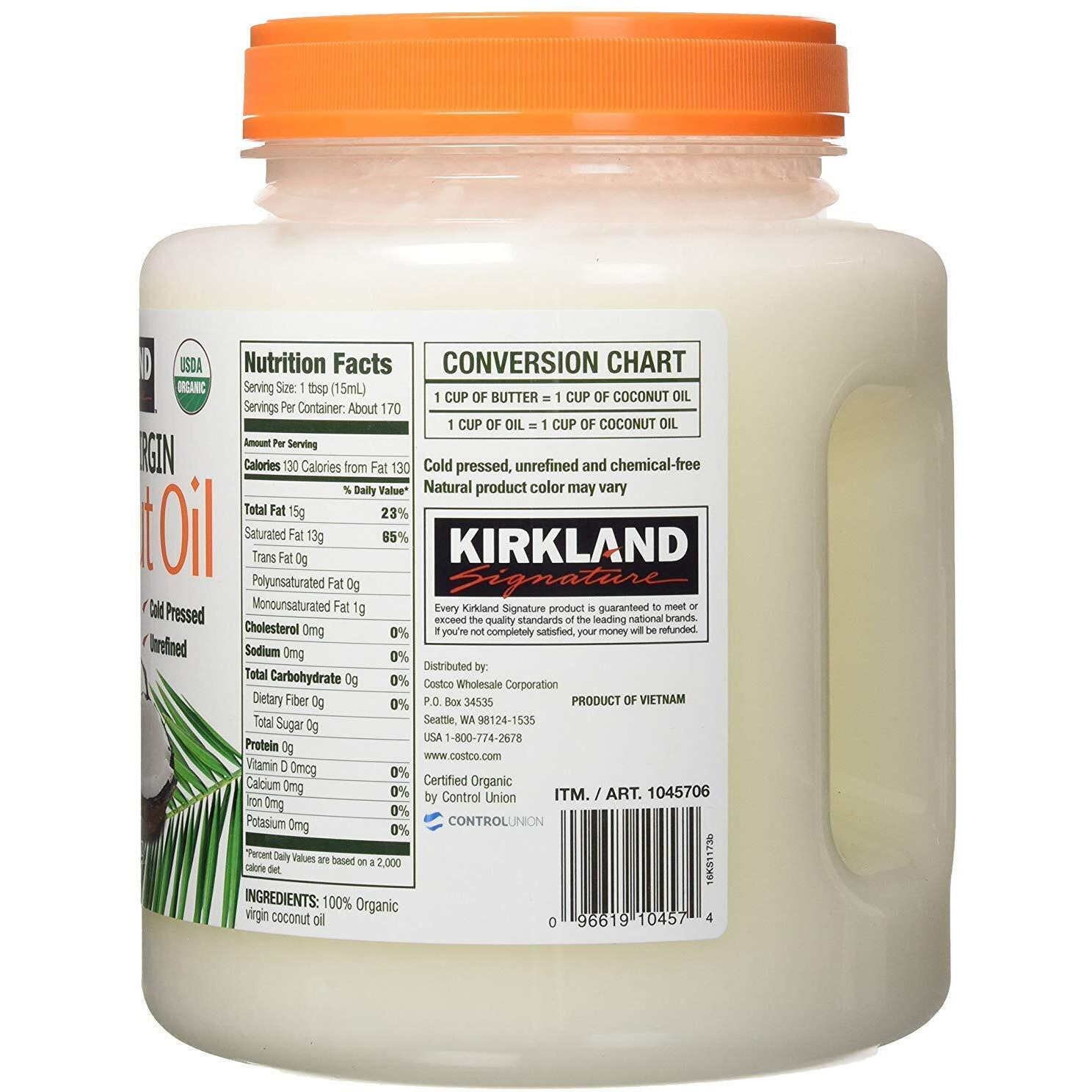 Kirkland Organic Virgin Coconut Oil - 2.48 Kg Tub