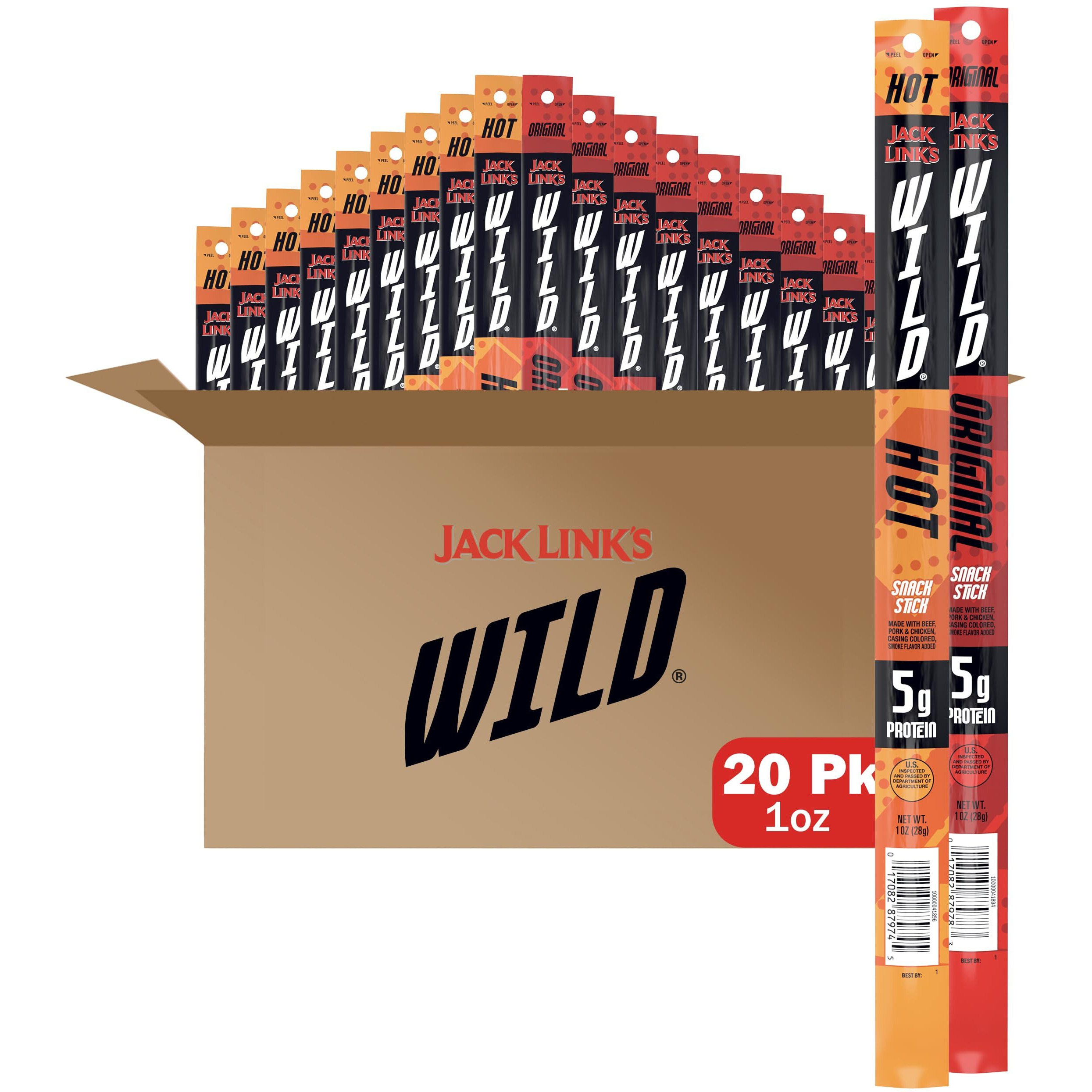 Jack Link's Wild Beef Sticks Variety Pack -- (10) Original & (10) Teriyaki - Protein Snack, Idividually Wrapped, No Added Msg -- 1 Oz. (20 Count)