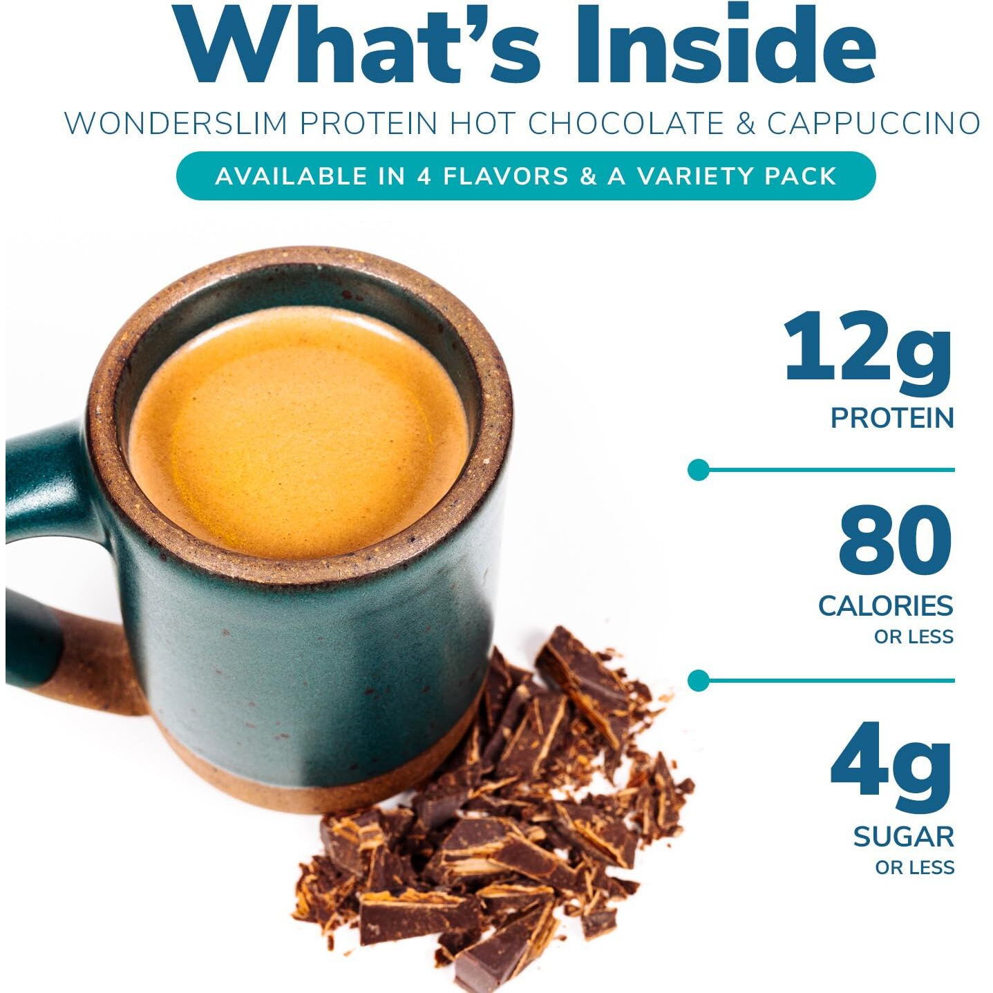 Wonderslim Protein Hot Chocolate With Marshmallows, Hot Cocoa, Low Sugar, Low Carb, Keto Friendly & Gluten Free (7Ct)