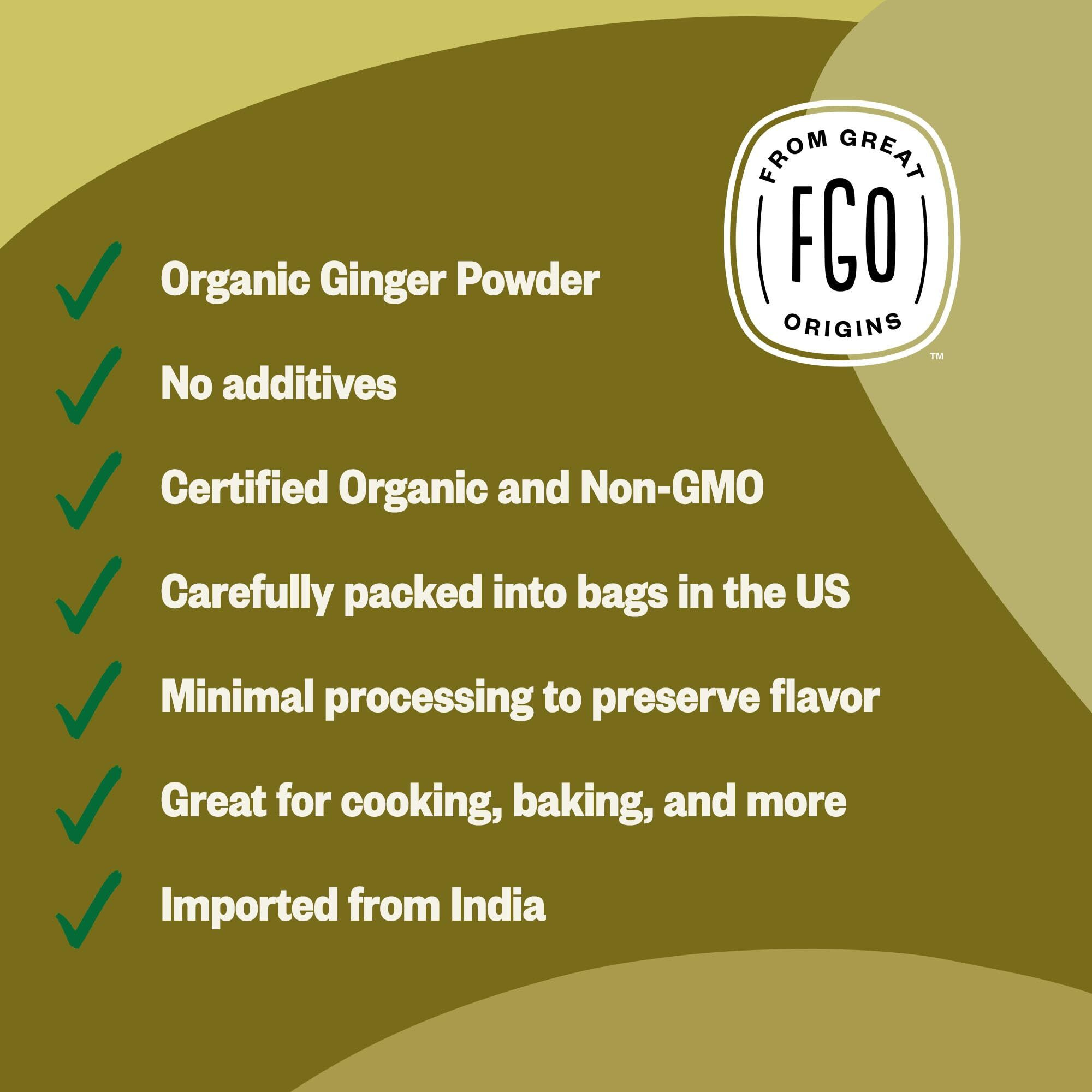 Fgo Organic Ginger Powder, Imported From India, 8Oz, Packaging May Vary (Pack Of 1)