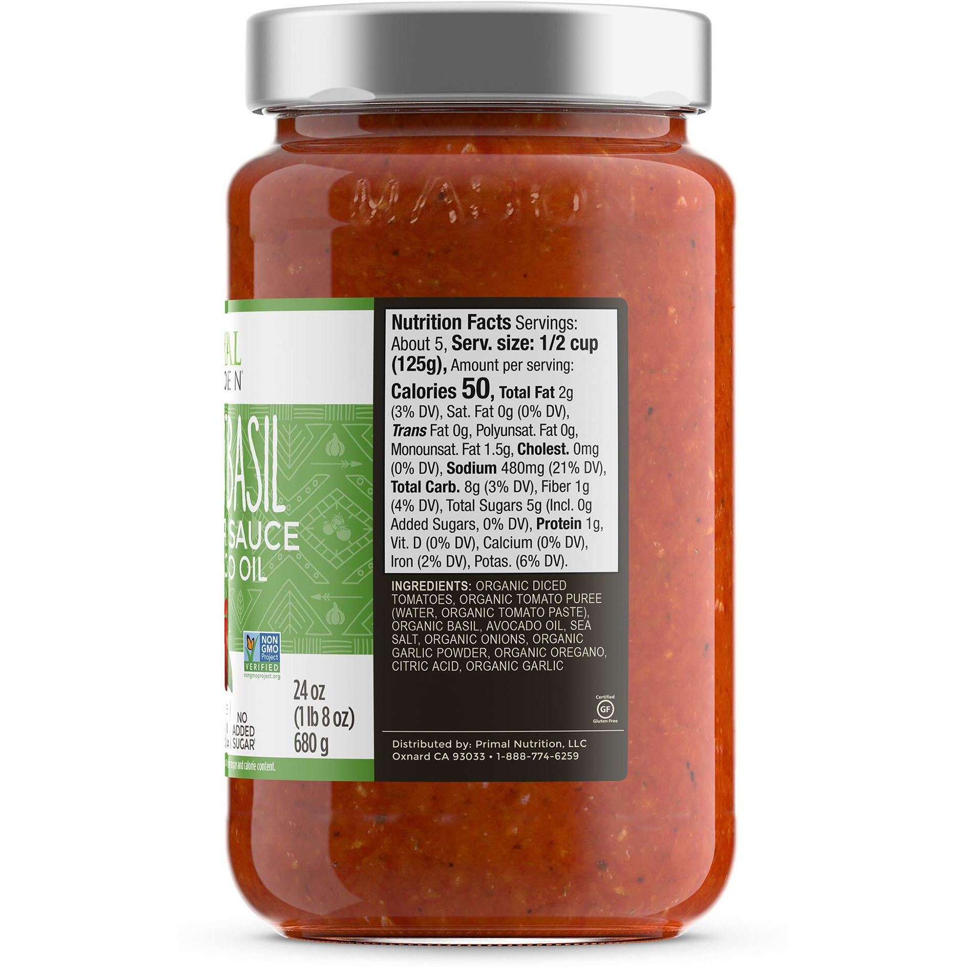 Primal Kitchen Tomato Pasta Sauce 2-Pack, No Added Sugar, Includes 1 Tomato Basil And 1 Roasted Garlic Marinara Sauce