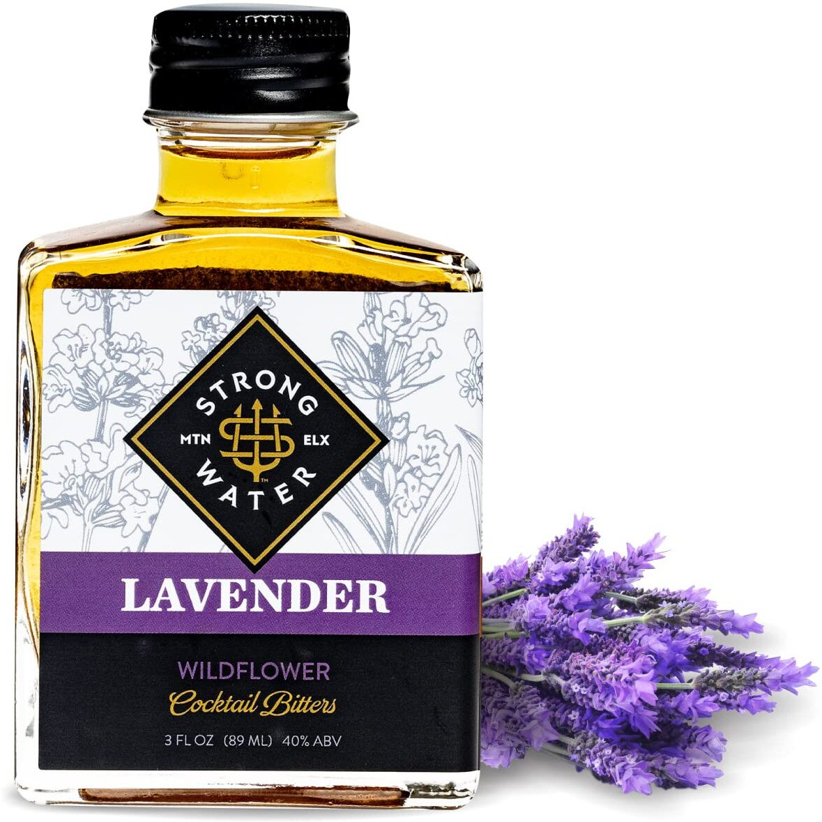 Strongwater Lavender Bitters (40 Servings) - Lavender Bitters For Cocktails Made With Lavender, Chamomile, Calendula & Wormwood - Pair With Gin Or A Vodka Martini - 3Oz, 1 Pack