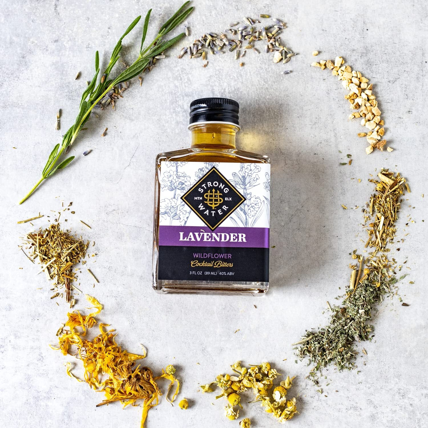 Strongwater Lavender Bitters (40 Servings) - Lavender Bitters For Cocktails Made With Lavender, Chamomile, Calendula & Wormwood - Pair With Gin Or A Vodka Martini - 3Oz, 1 Pack