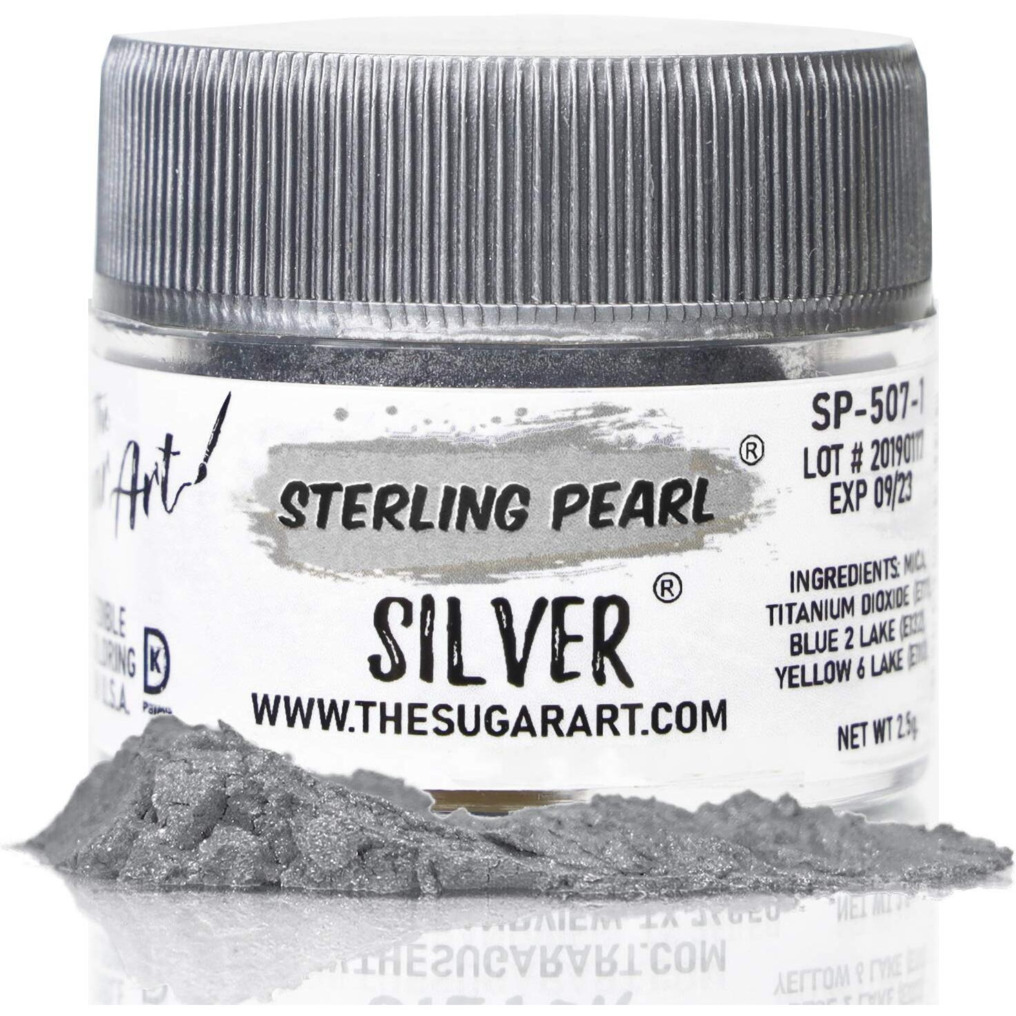 The Sugar Art - Sterling Pearl - Edible Shimmer Powder For Decorating Cakes, Cupcakes, Cake Pops, & More - Dust On Shine & Luster To Sweets - Kosher, Food-Grade Coloring - Silver - 2.5 Grams