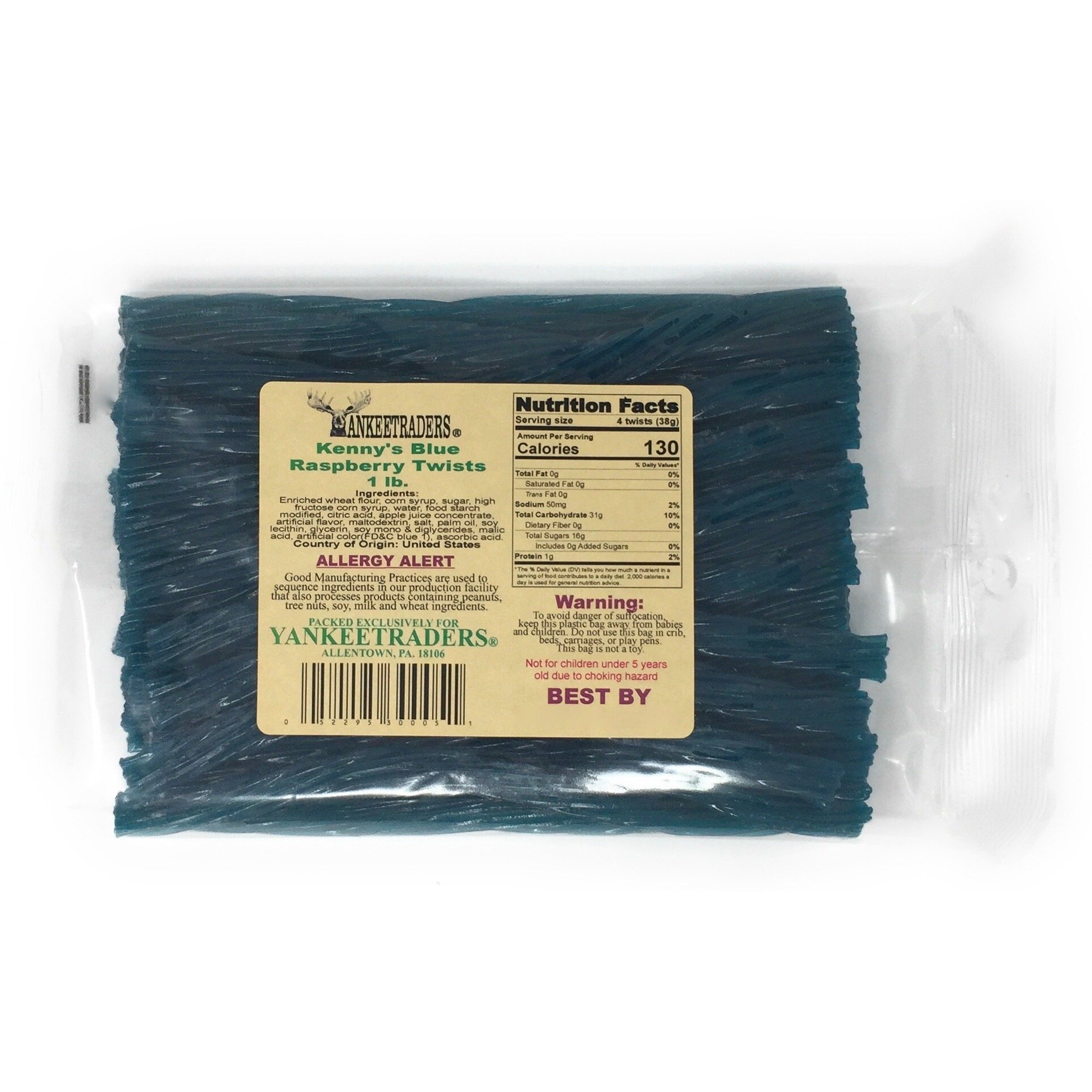 Kennys Licorice Twists, Blue Raspberry, 1 Pound