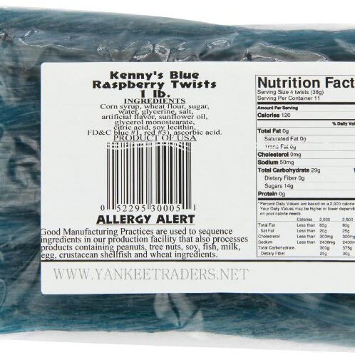 Kennys Licorice Twists, Blue Raspberry, 1 Pound