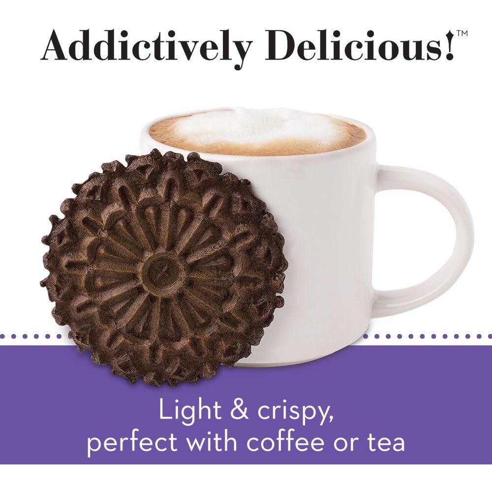 Reko Pizzelle Authentic Italian Style Waffle Cookie, Chocolate, 7 Ounce (Pack Of 12)