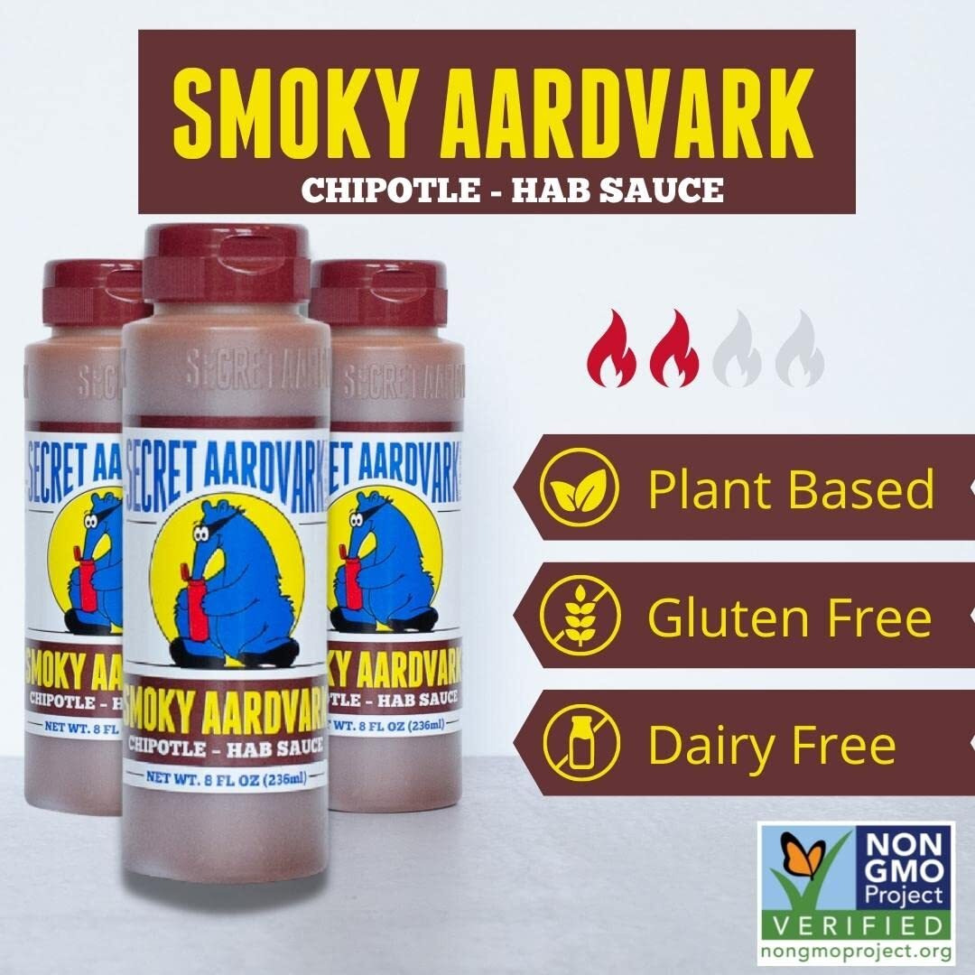 Secret Aardvark Hot Sauce Variety Pack - Smokey Chipotle, Reaper, Red Scorpion, And Habanero Hot Sauce, Low Carb, Gluten-Free Hot Sauce & Marinade Gift Set - 8 Fl Oz 4 Pack