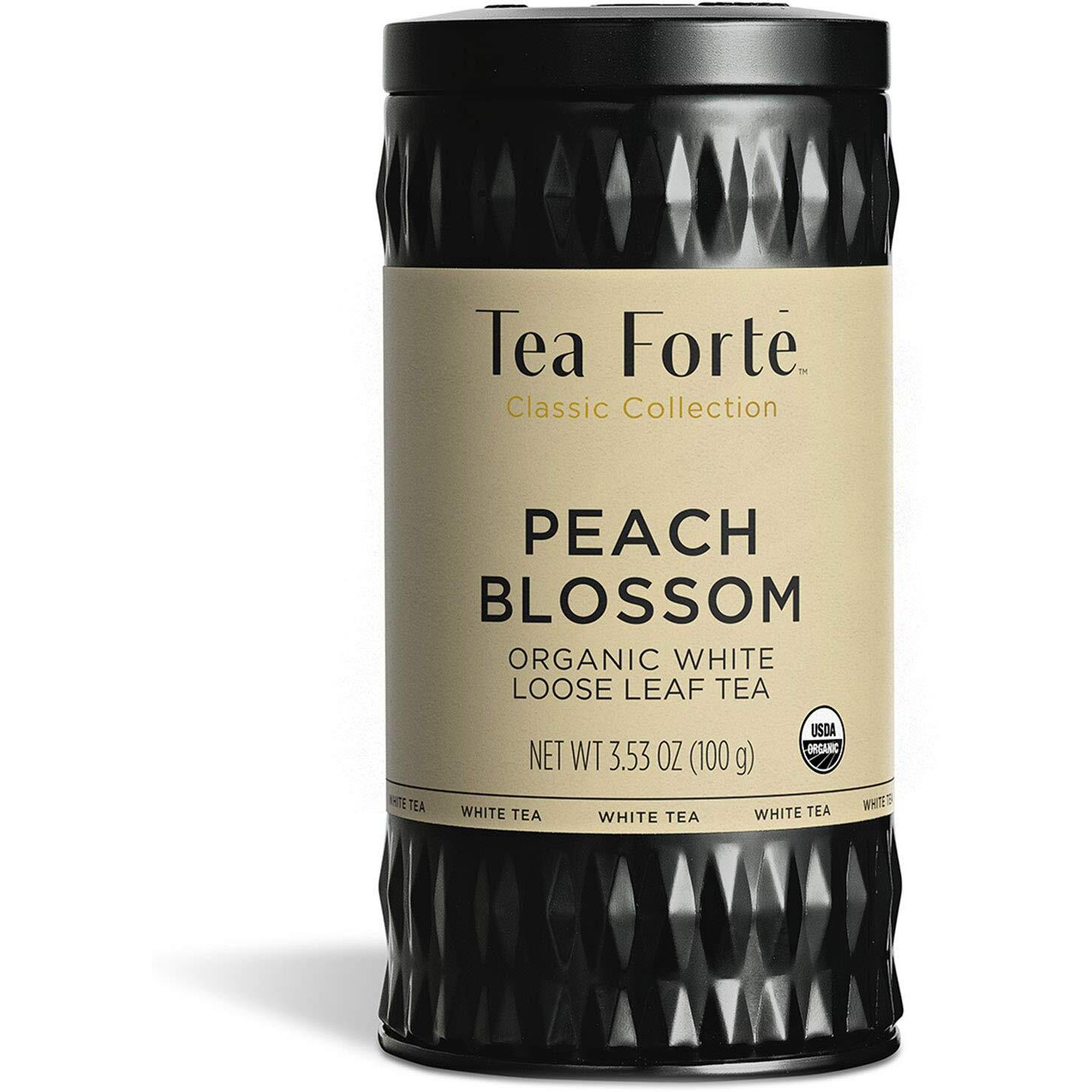 Tea Forte Peach Blossom Organic White Tea, Makes 35-50 Cups, 3.53 Ounce Loose Leaf Tea Canister