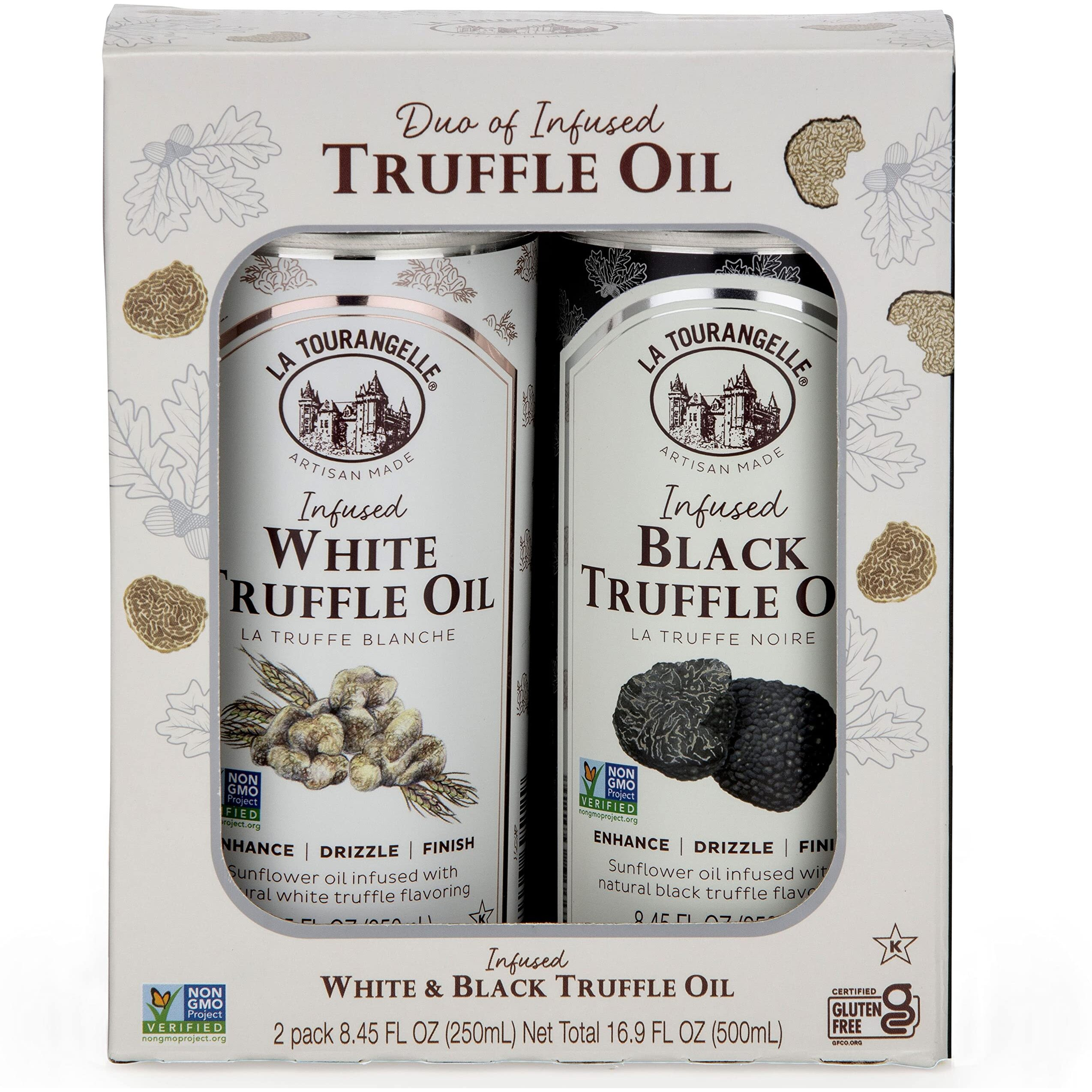 La Tourangelle White Truffle Oil & Black Truffle Oil Set, Gift Box, 8.45 Fl Oz Each (Set Of 2)