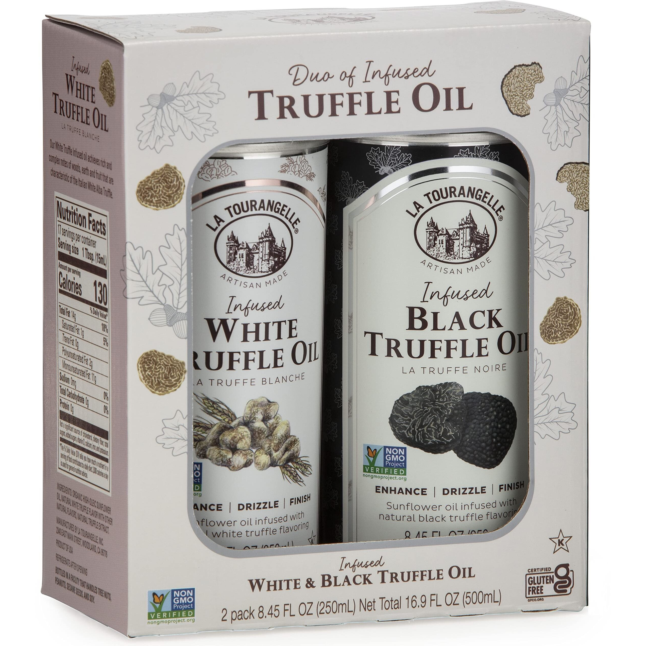 La Tourangelle White Truffle Oil & Black Truffle Oil Set, Gift Box, 8.45 Fl Oz Each (Set Of 2)
