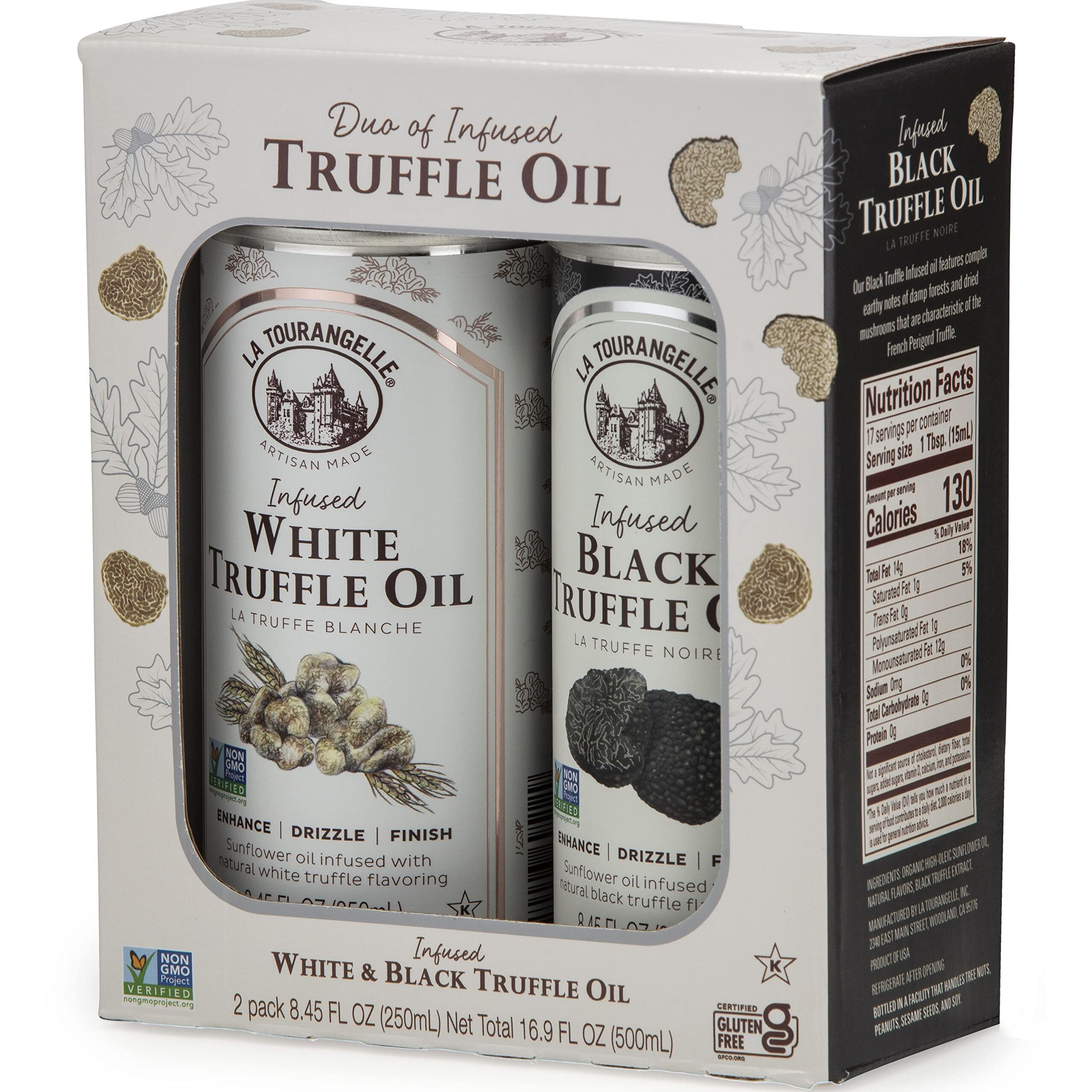 La Tourangelle White Truffle Oil & Black Truffle Oil Set, Gift Box, 8.45 Fl Oz Each (Set Of 2)