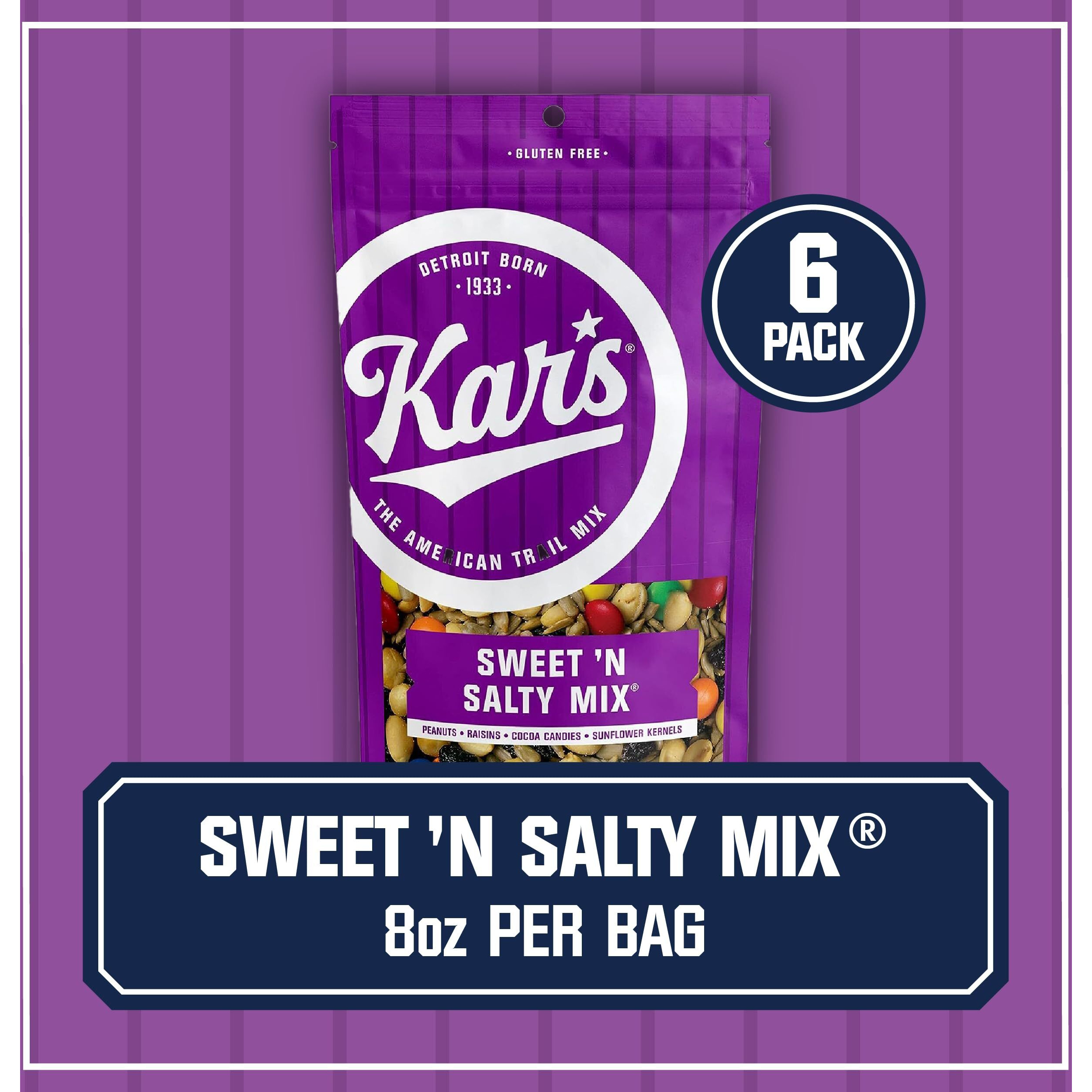 Kars Nuts Sweet N Salty Trail Mix - 8 Oz Resealable Bag, Pack Of 6 - Snacks For Adults And Kids