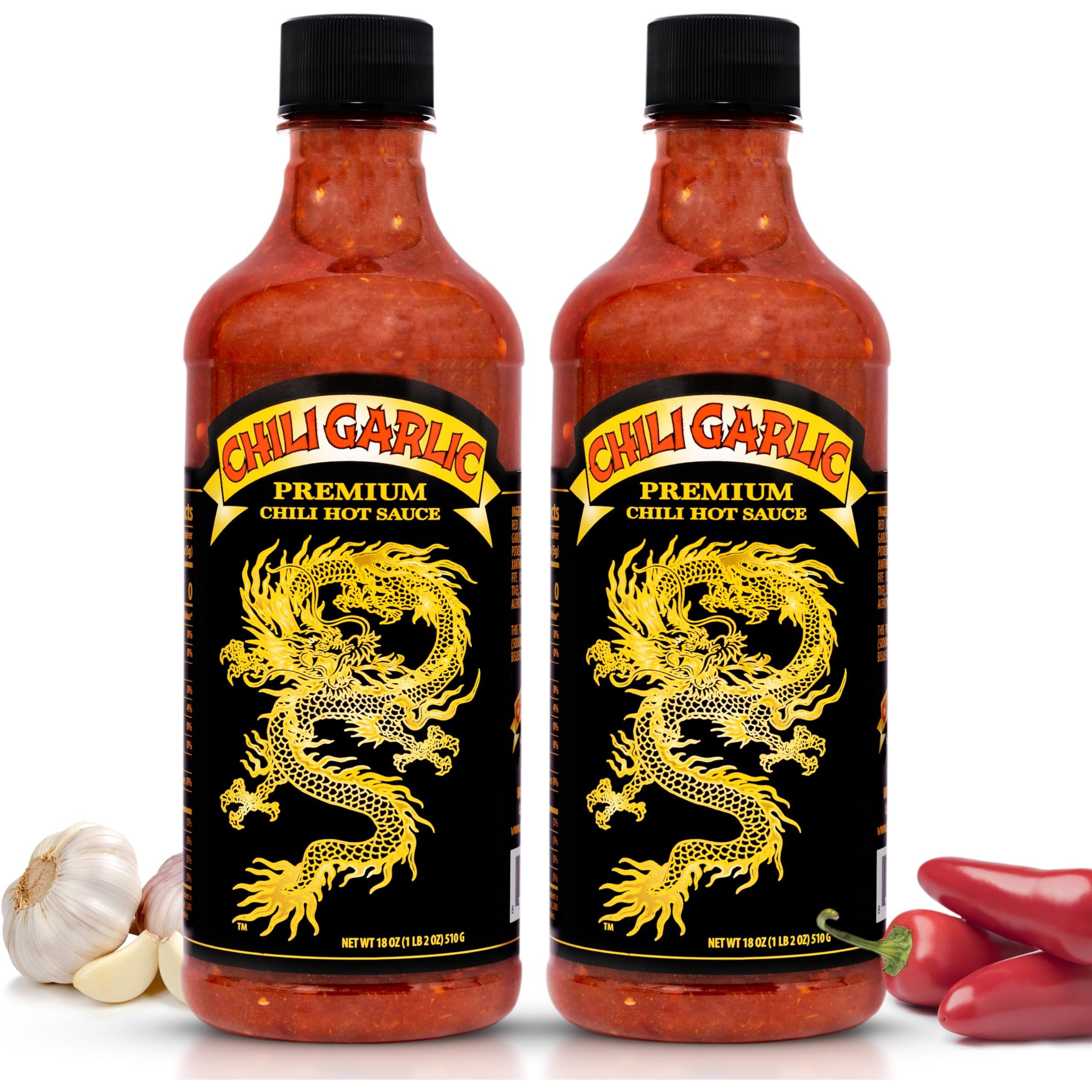 Underwood Ranches Limited Edition Dragon Chili Garlic Sauce - Hot Sauce, Perfect For Spicing Up Any Dish - Made From Red Jalapeno Peppers That Started The Sriracha Movement, 18 Oz - 2 Pack