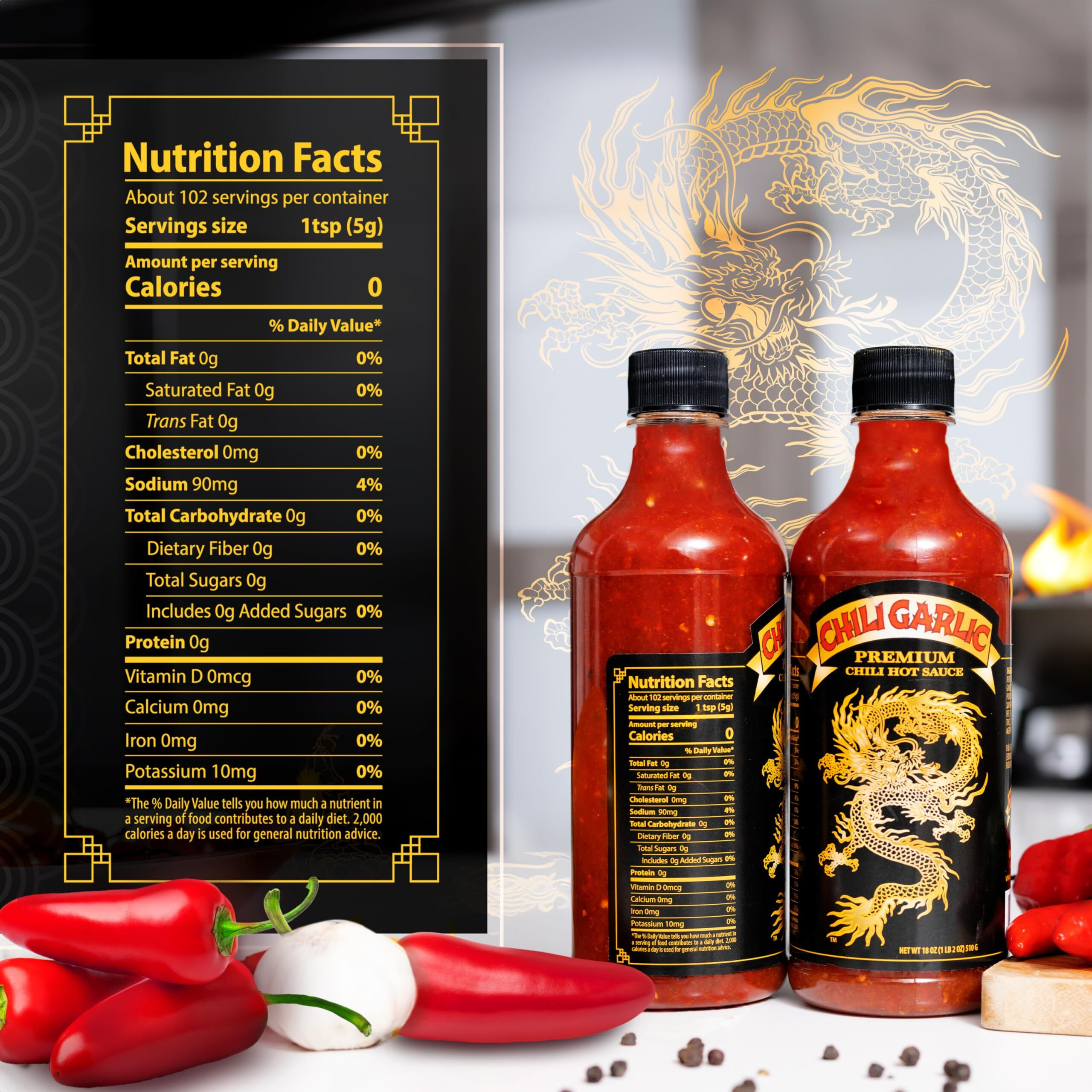 Underwood Ranches Limited Edition Dragon Chili Garlic Sauce - Hot Sauce, Perfect For Spicing Up Any Dish - Made From Red Jalapeno Peppers That Started The Sriracha Movement, 18 Oz - 2 Pack