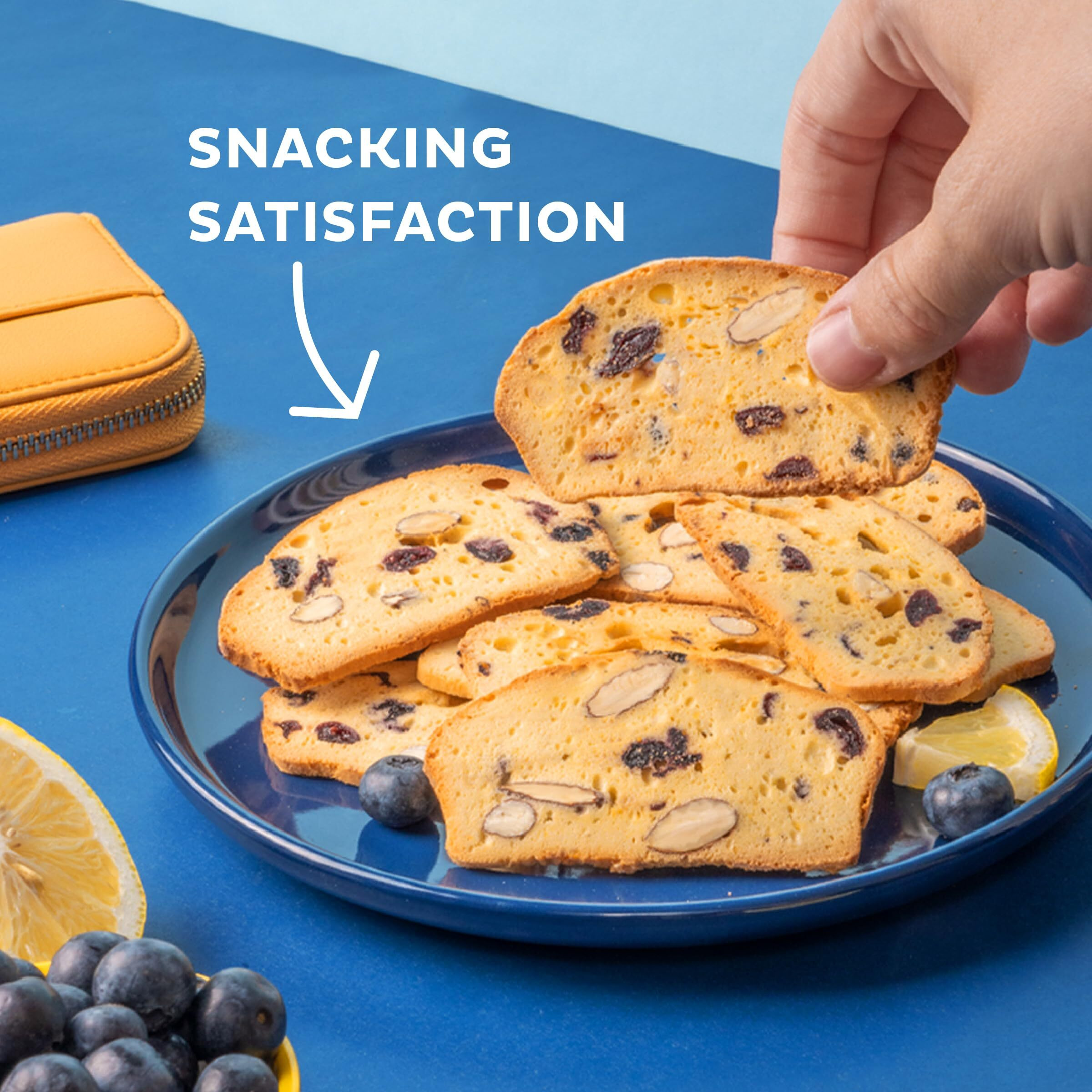 Nonni's Thinaddictives Almond Thin Cookies - Lemon Blueberry Biscotti Italian Cookie Thin - Almond Cookie - Sweet Crunchy & Chewy - Biscotti Individually Wrapped Cookie - Kosher Coffee Cookie - 4.4 Oz