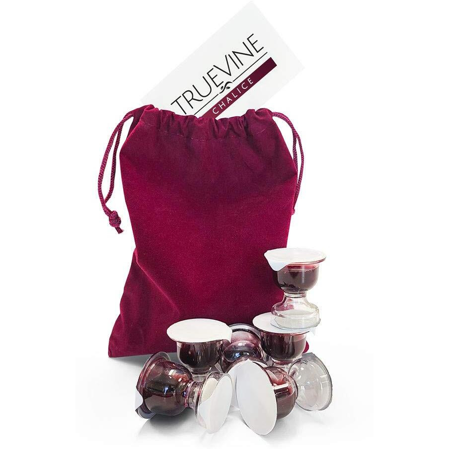 Truevine Chalice Communion Cups And Wafer Set - Prefilled Cups W/Fresh Unleavened Bread & Grape Juice - Carefully Packaged & Easy To Open Elements For Your Church Services, Fits In Trays (6 Count)