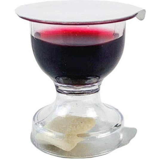 Truevine Chalice Communion Cups And Wafer Set - Prefilled Cups W/Fresh Unleavened Bread & Grape Juice - Carefully Packaged & Easy To Open Elements For Your Church Services, Fits In Trays (6 Count)