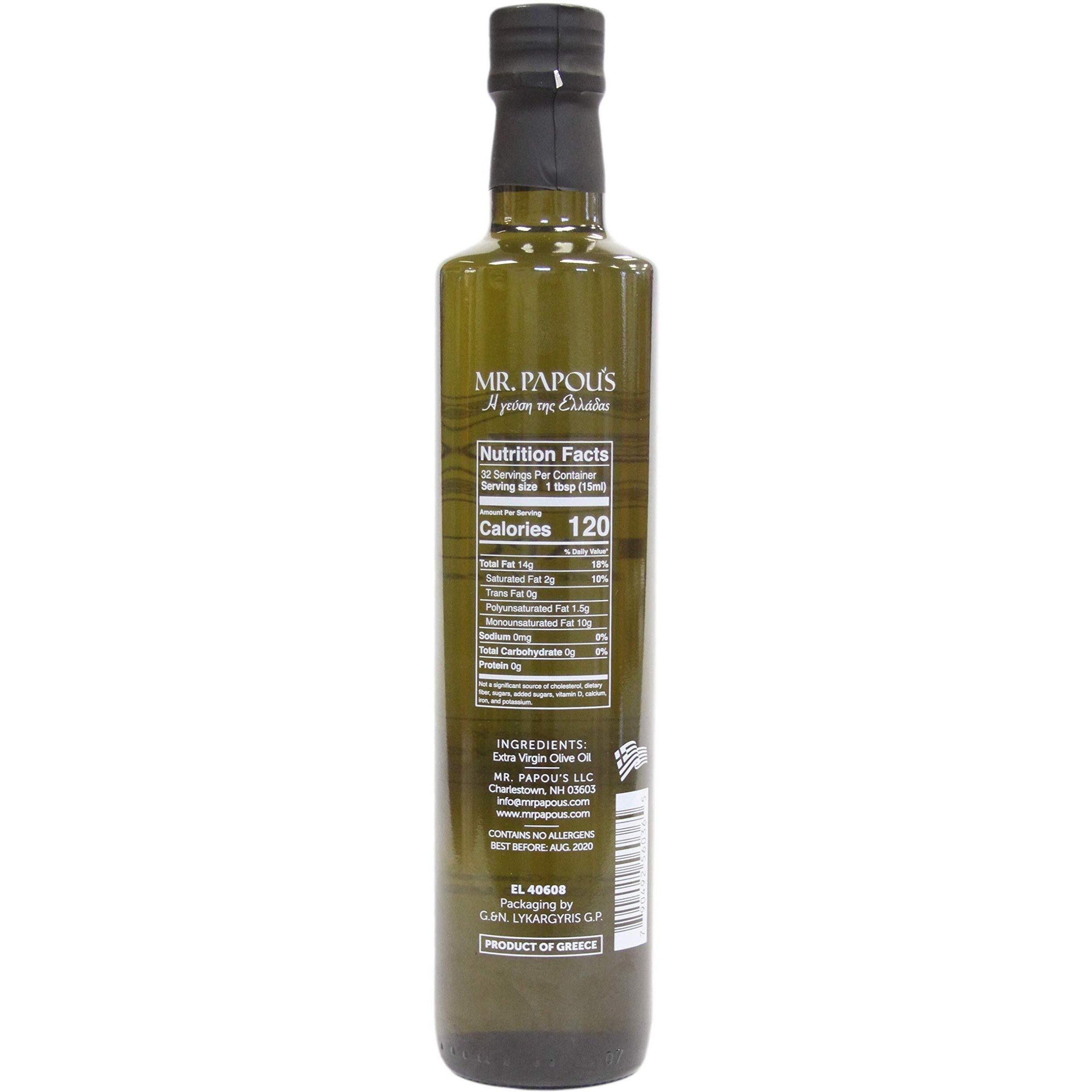 Mr. Papou's | Extra Virgin Olive Oil | First Cold Pressed | Family Owned | Harvested In Greece | 16.9 Fl Oz (500 Ml (17 Ounce))