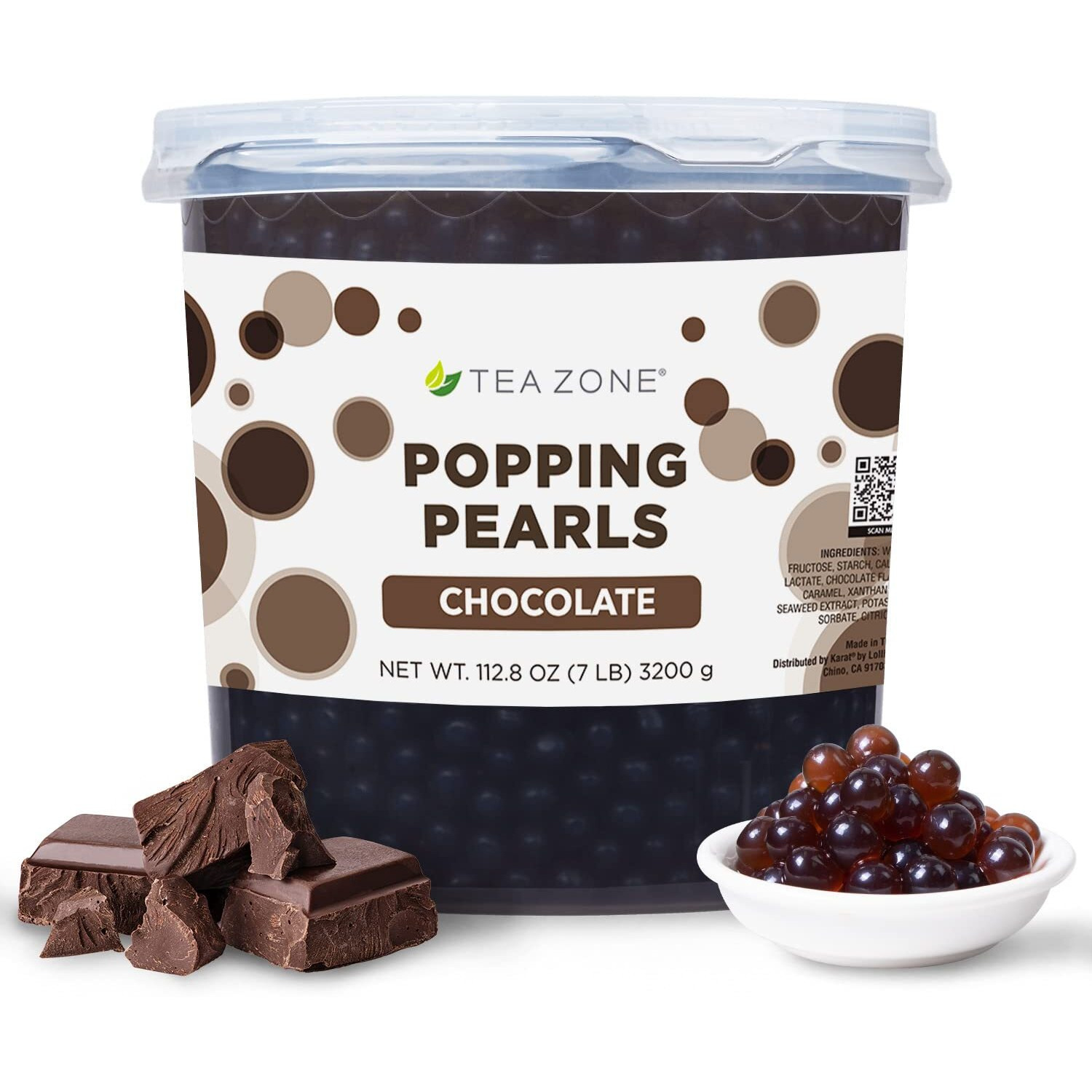 Tea Zone B2071 Chocolate Popping Pearls (7 Lbs) For Beverages, Sweets, Ice Cream