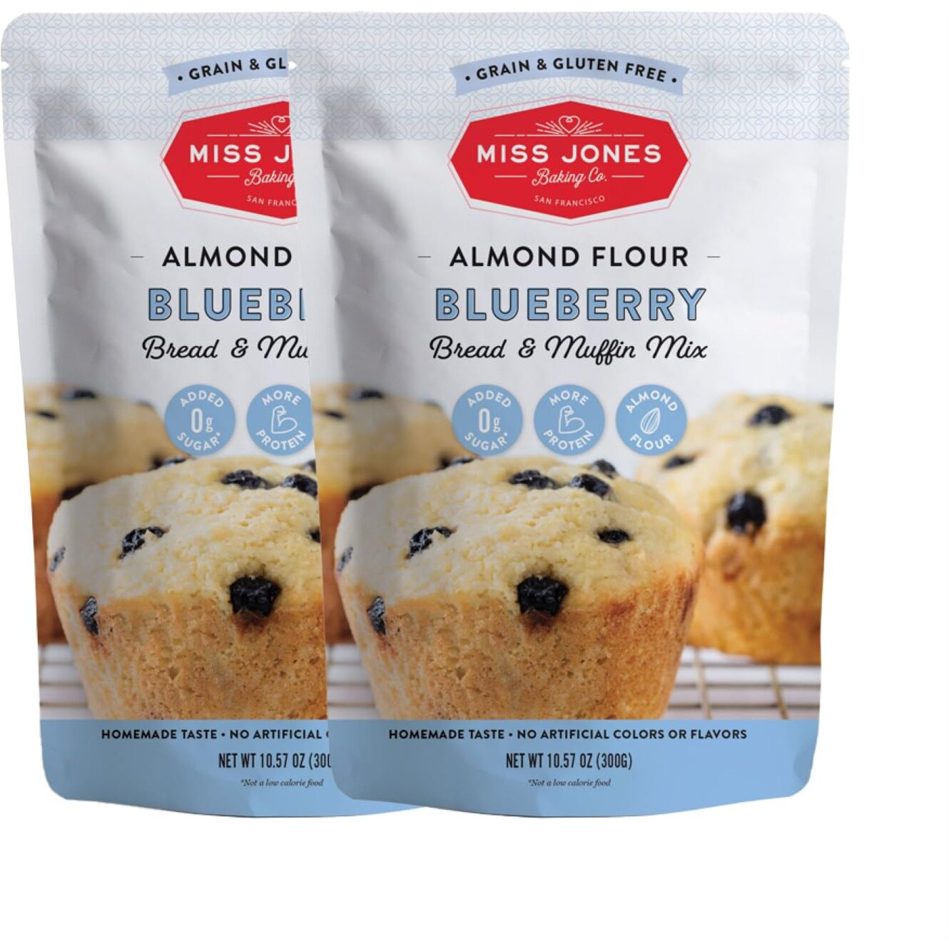 Miss Jones Baking Blueberry Muffin Mix - Almond Flour, Gluten Free, Low Carb, No Sugar Added, Naturally Sweetened Desserts & Treats - Keto, Diabetic, Atkins, Ww, And Paleo Friendly (Pack Of 2)