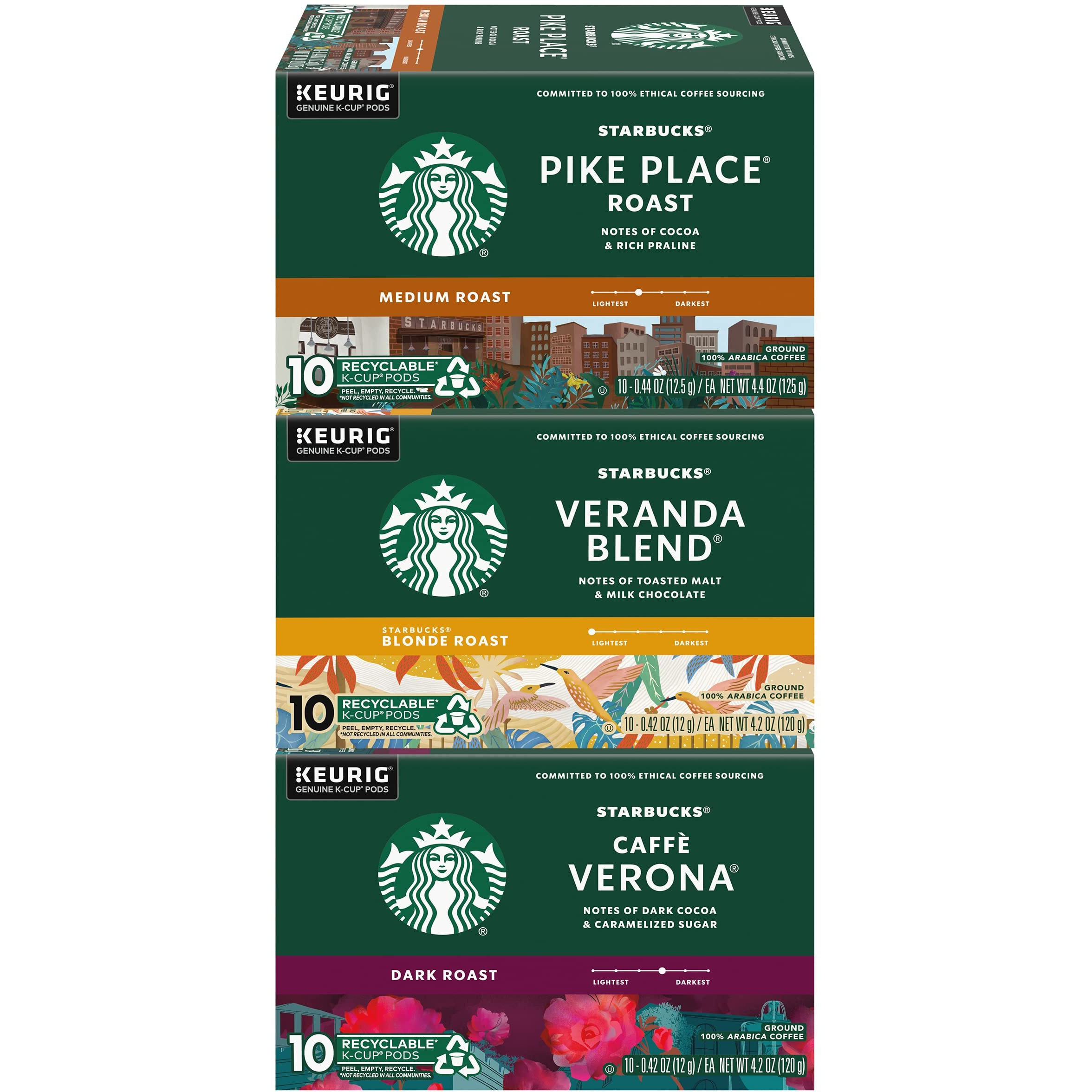 Starbucks Coffee K-Cups For Keurig Brewer 30 Piece Variety Pack