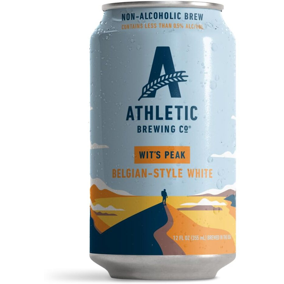 Athletic Brewing Company Craft Non-Alcoholic Beer - 12 Pack X 12 Fl Oz Cans - Wit's Peak - Low-Calorie, Award Winning, 100% Vegan - Exploding With Cues Of Citrus, Coriander, And Wheat