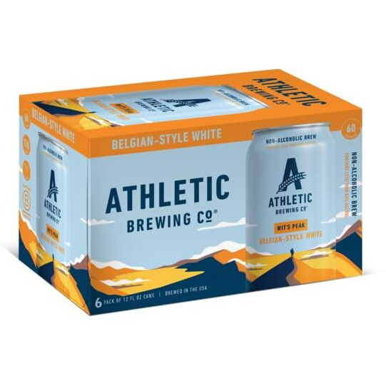 Athletic Brewing Company Craft Non-Alcoholic Beer - 12 Pack X 12 Fl Oz Cans - Wit's Peak - Low-Calorie, Award Winning, 100% Vegan - Exploding With Cues Of Citrus, Coriander, And Wheat