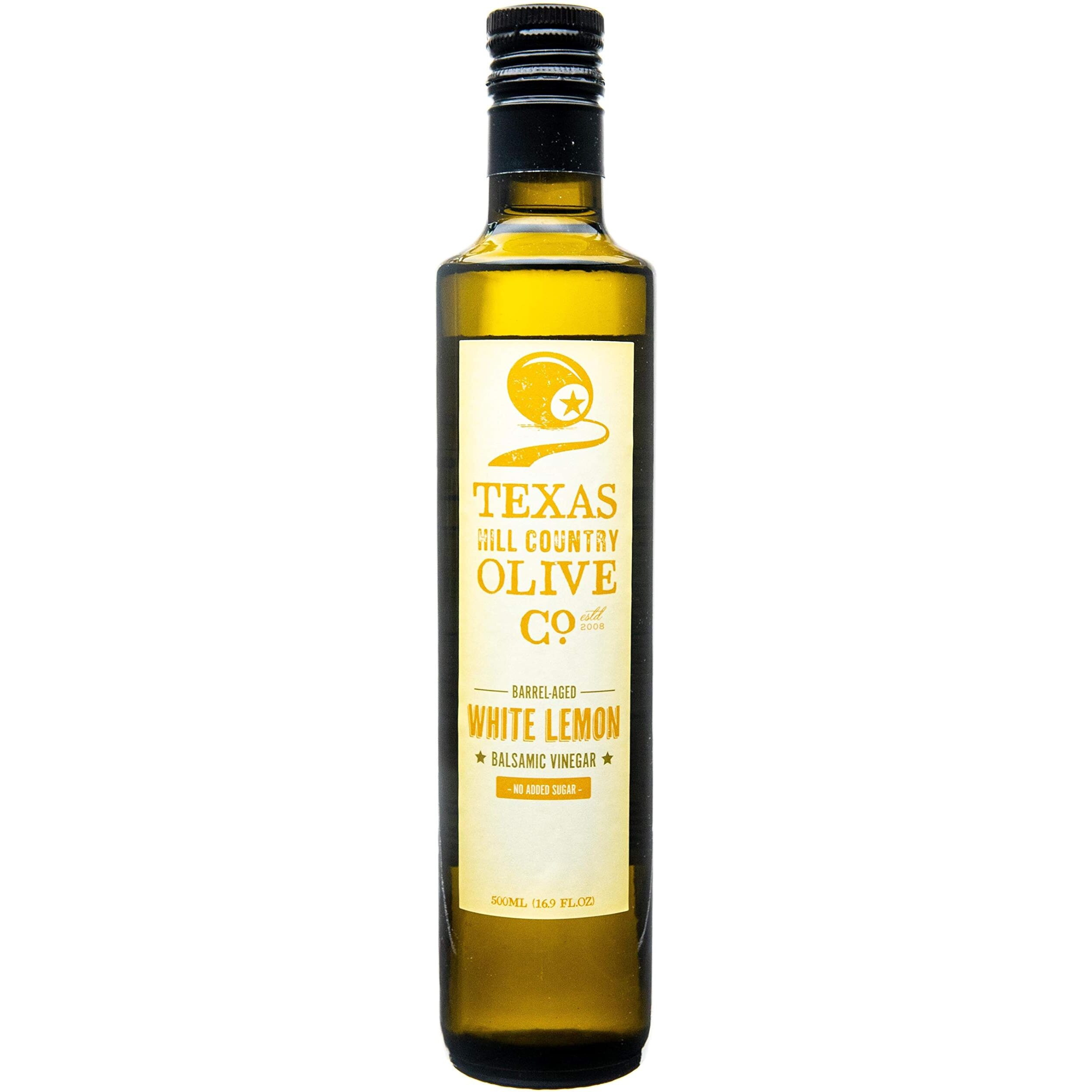 White Lemon Balsamic Vinegar - Gourmet Barrel Aged Infused Balsamic Vinegar - Great For Dressing Dipping Glazing - No Artificial Flavors Or Added Sugar - Made In Texas (16.9 Oz)