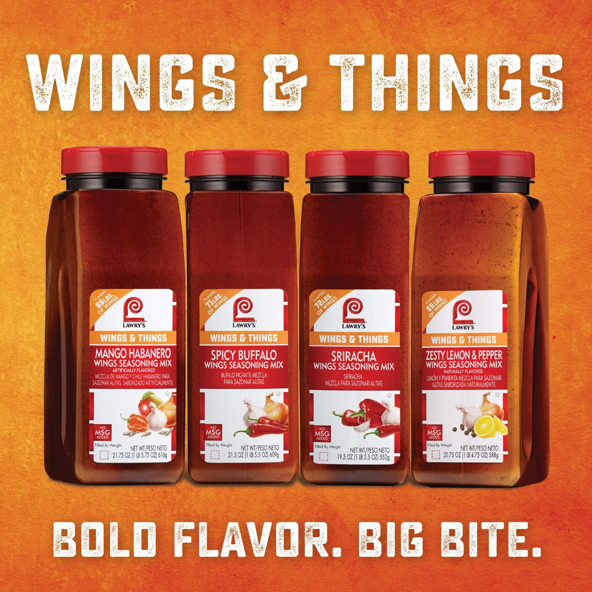 Lawry's Spicy Buffalo Wings Seasoning Mix, 21.5 Oz - One 21.5 Ounce Container Of Spicy Buffalo Powder Seasoning For Recipe Customization, Best For Chicken Wings, Bar Bites, Mozzarella Sticks And More