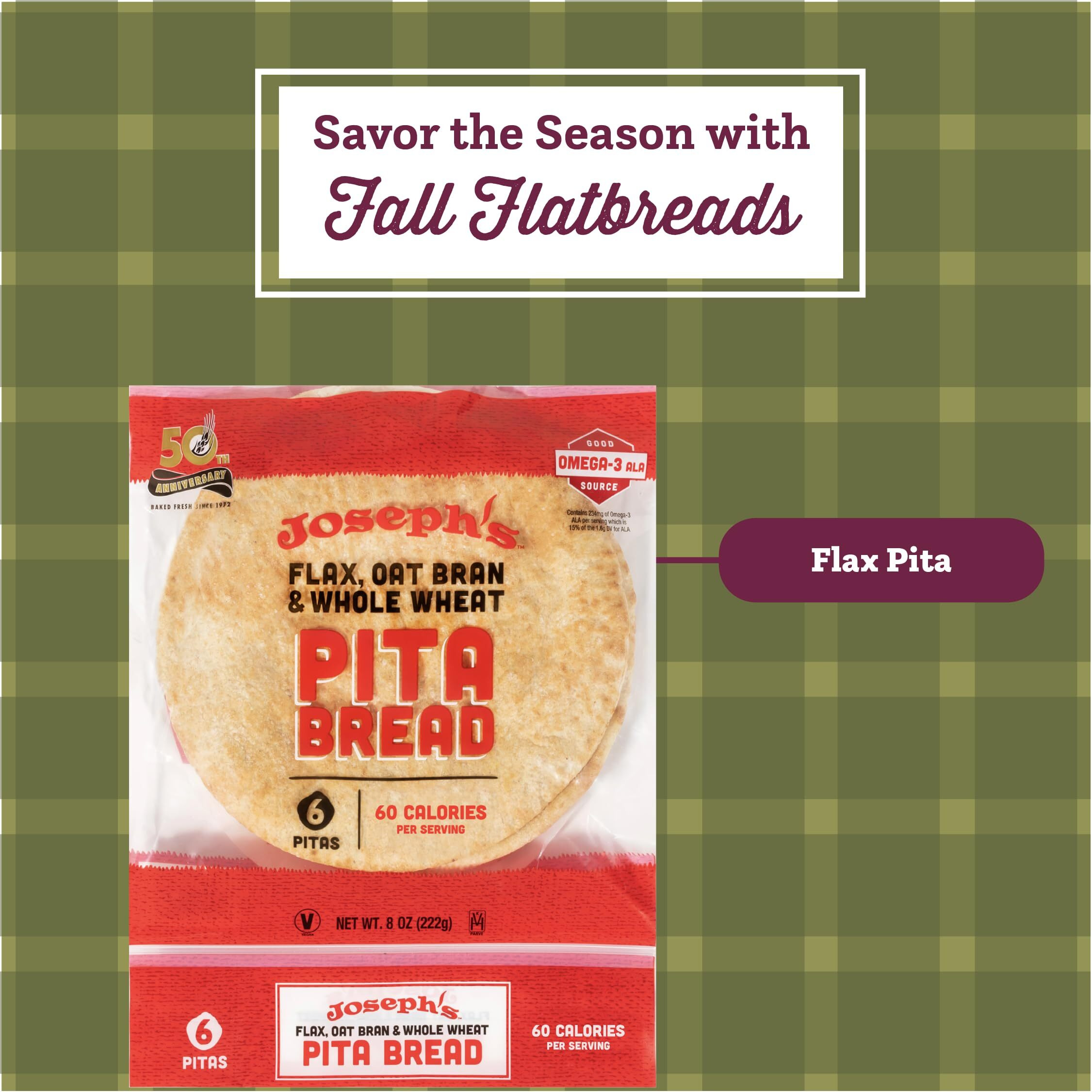 Joseph's 4-Pack Value Variety Bundle, Flax Oat Bran Whole Wheat 2 X Lavash Bread, Fresh Baked (8 Lavash Squares Total) And 2 X Pita Bread (12 Pita Loaves Total)