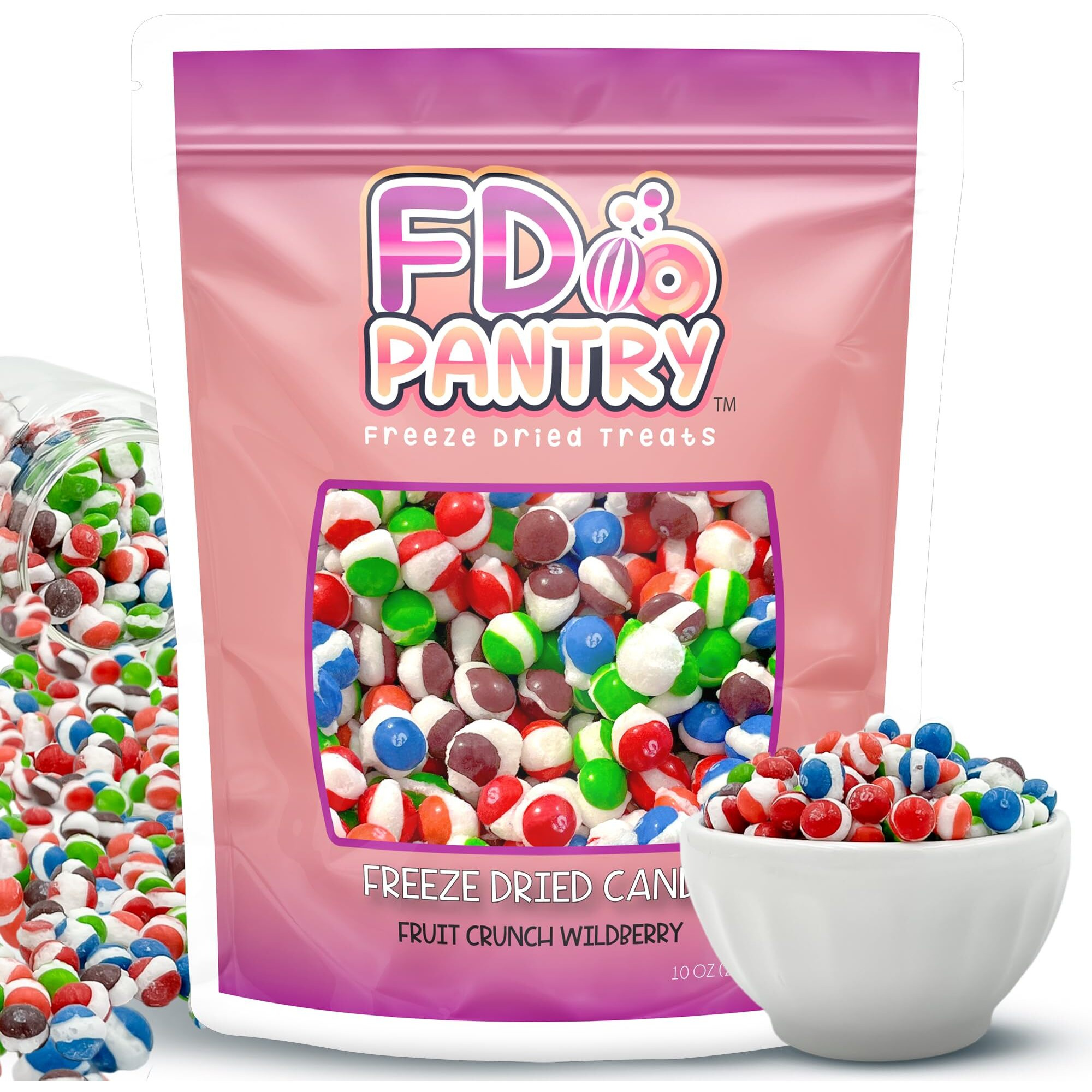 Fruit Crunch Wildberry - Freeze Dried Candy, 10 Oz - Assorted Wild Berry Flavors, Large Pouch - Ideal Gift Snack Treat