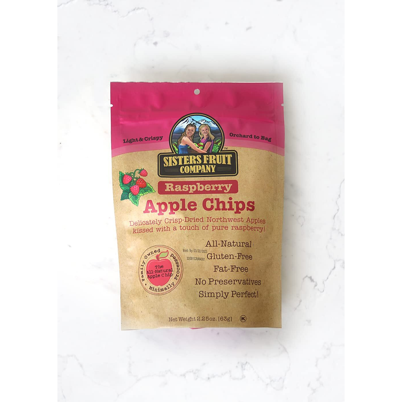 Sisters Fruit Company, Trio, Apple Chips, All Natural, Gluten-Free, Fat-Free (Contains Three 2.25 Oz Bags)