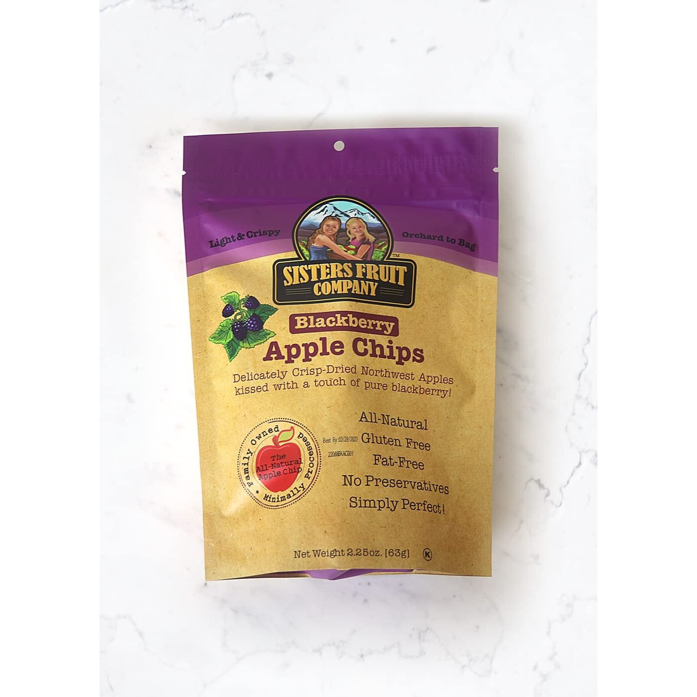 Sisters Fruit Company, Trio, Apple Chips, All Natural, Gluten-Free, Fat-Free (Contains Three 2.25 Oz Bags)