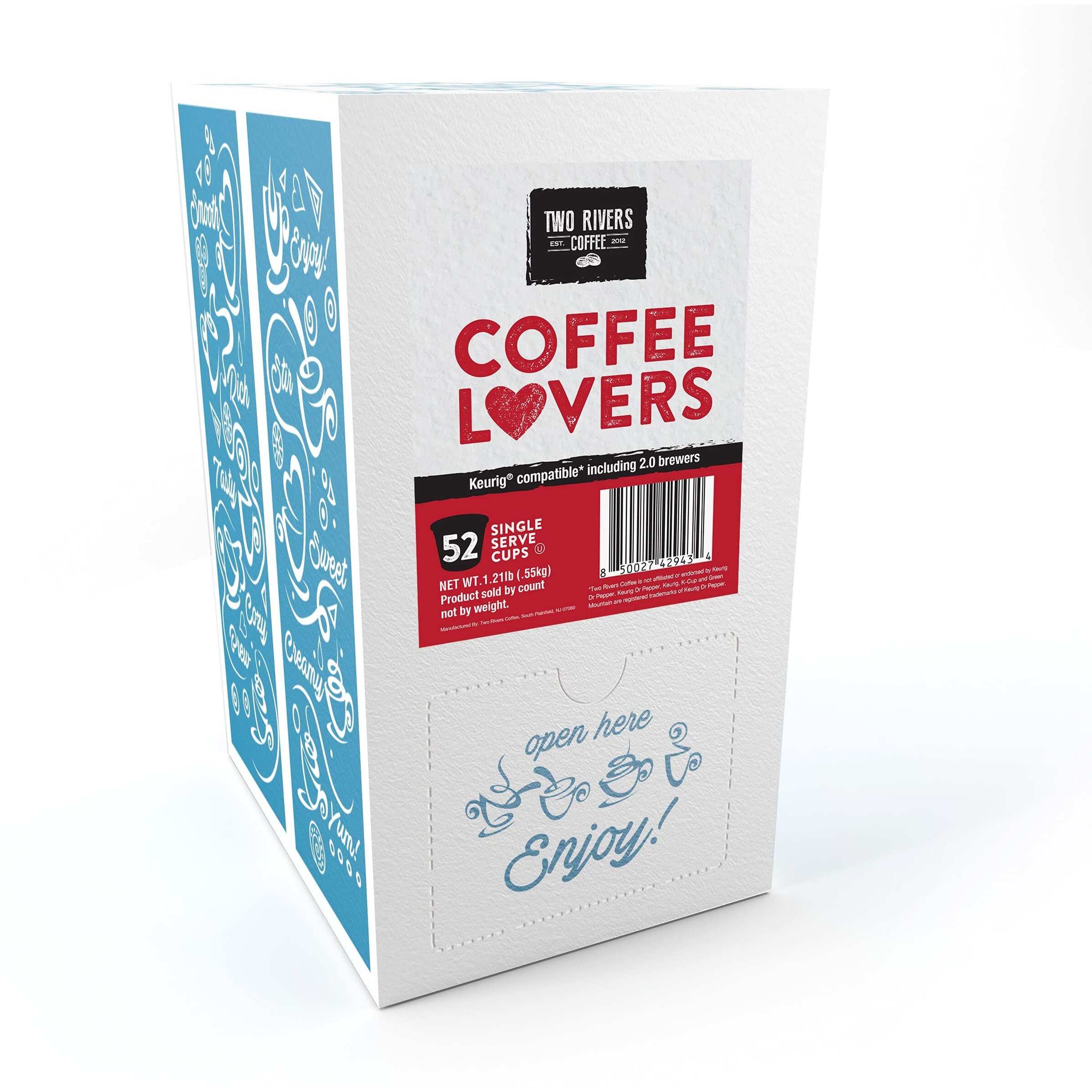 Two Rivers Coffee Lovers Coffee Pods Sampler Compatible With K Cup Brewers Including 2.0, Single Serve Variety Pack, 52 Count