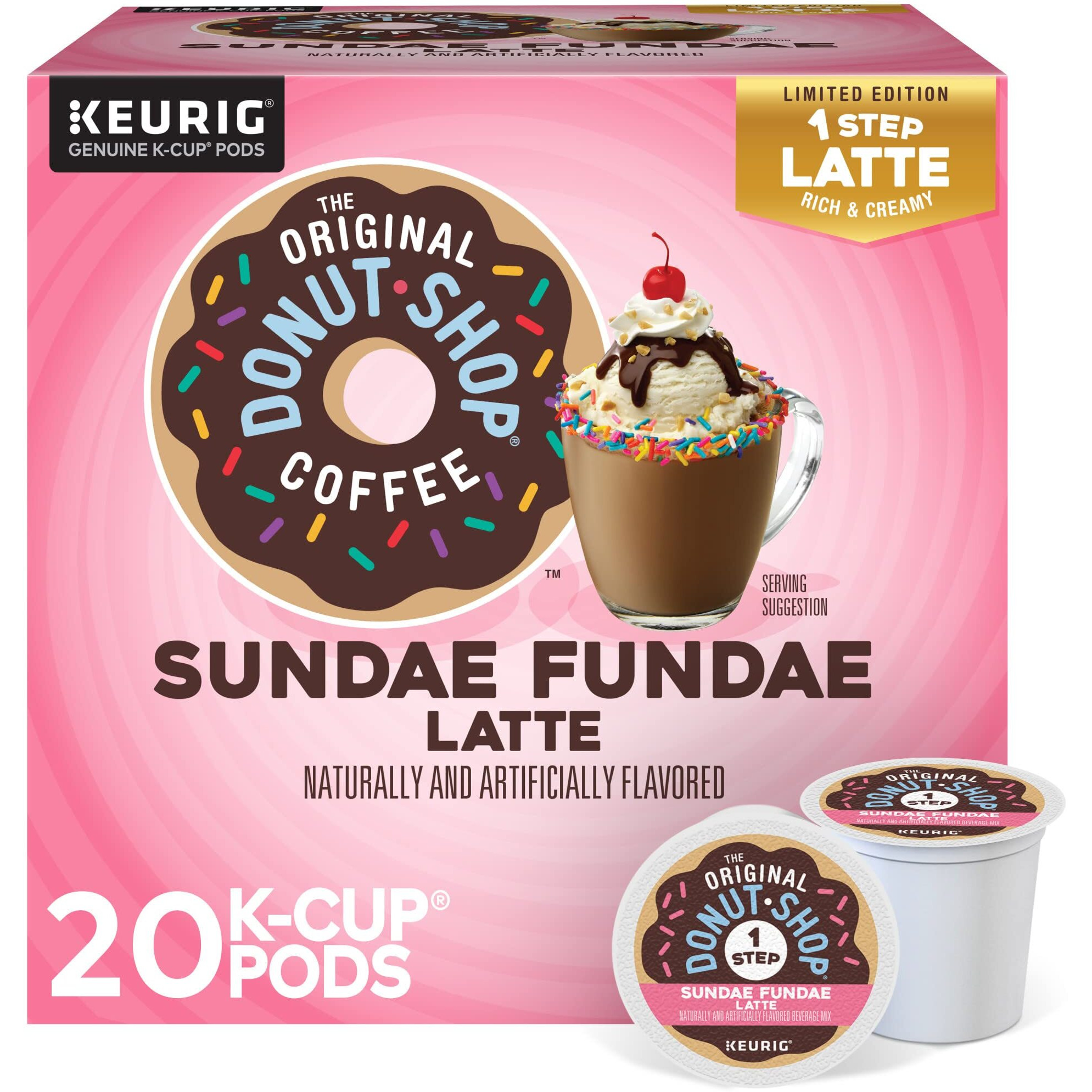 The Original Donut Shop Sundae Fundae One Step Latte, Keurig Single Serve K-Cup Pods, 20 Count