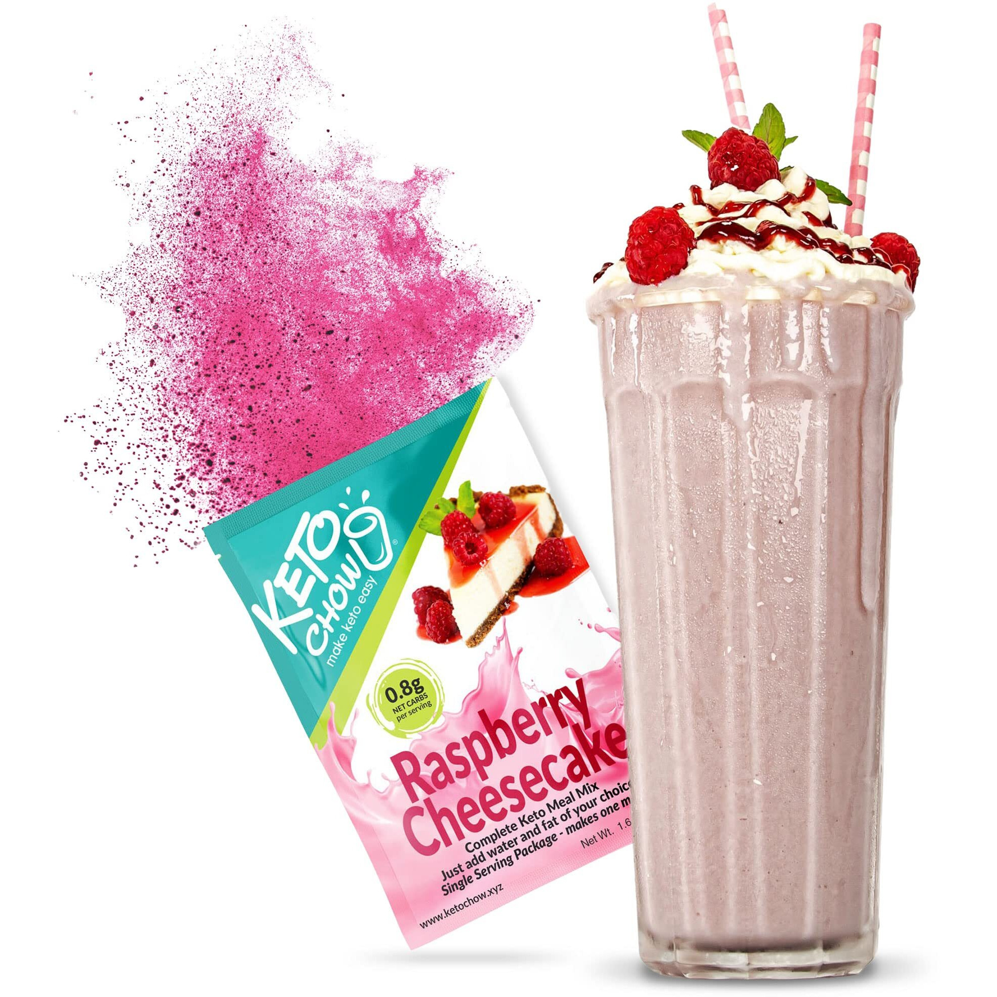Keto Chow Raspberry Cheesecake | Keto Meal Replacement Shake Powder | Nutritionally Complete | Low Carb | Delicious Easy Meal Substitute | Protein Rich You Choose The Fat | Single Meal Sample