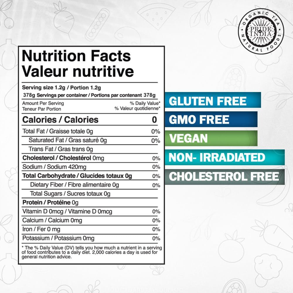 Pride Of India - Himalayan Black Salt - Coarse Grind, 1 Pound (16Oz) Jar - Kala Namak - Contains 84+ Minerals - Use In Grinders, Restaurants & Cooking - Perfect For Faux Egg Recipes & Vegan Scramble