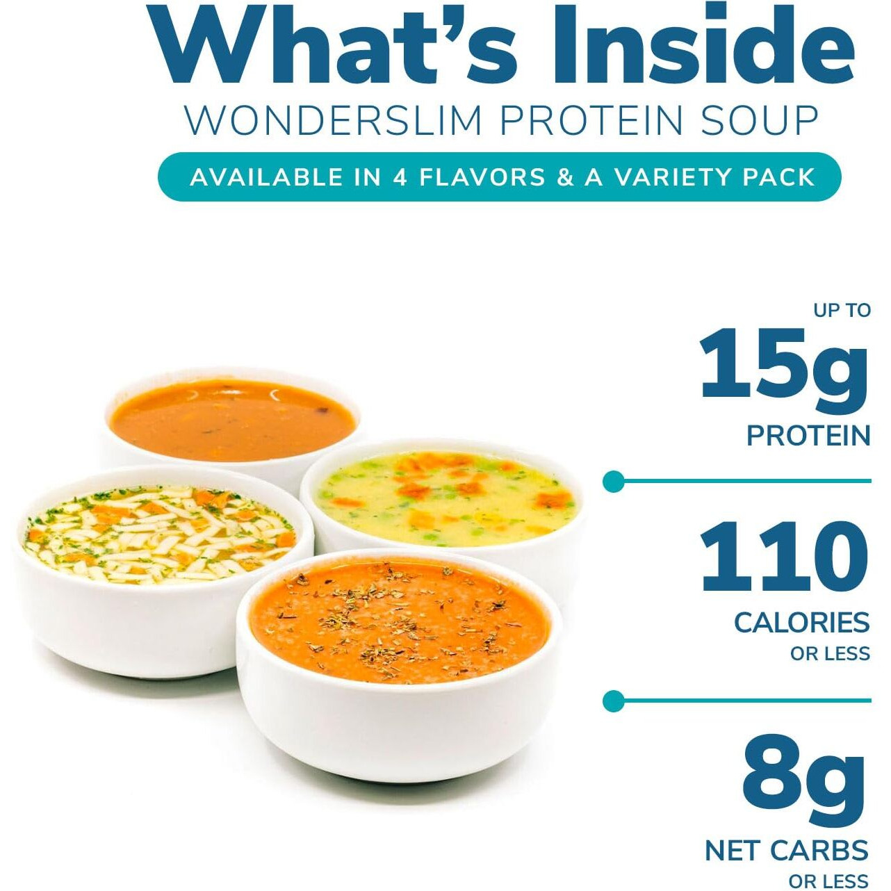 Wonderslim Protein Soup, Minestrone Soup, 90 Calories, 12G Protein, Low Sugar (7Ct)