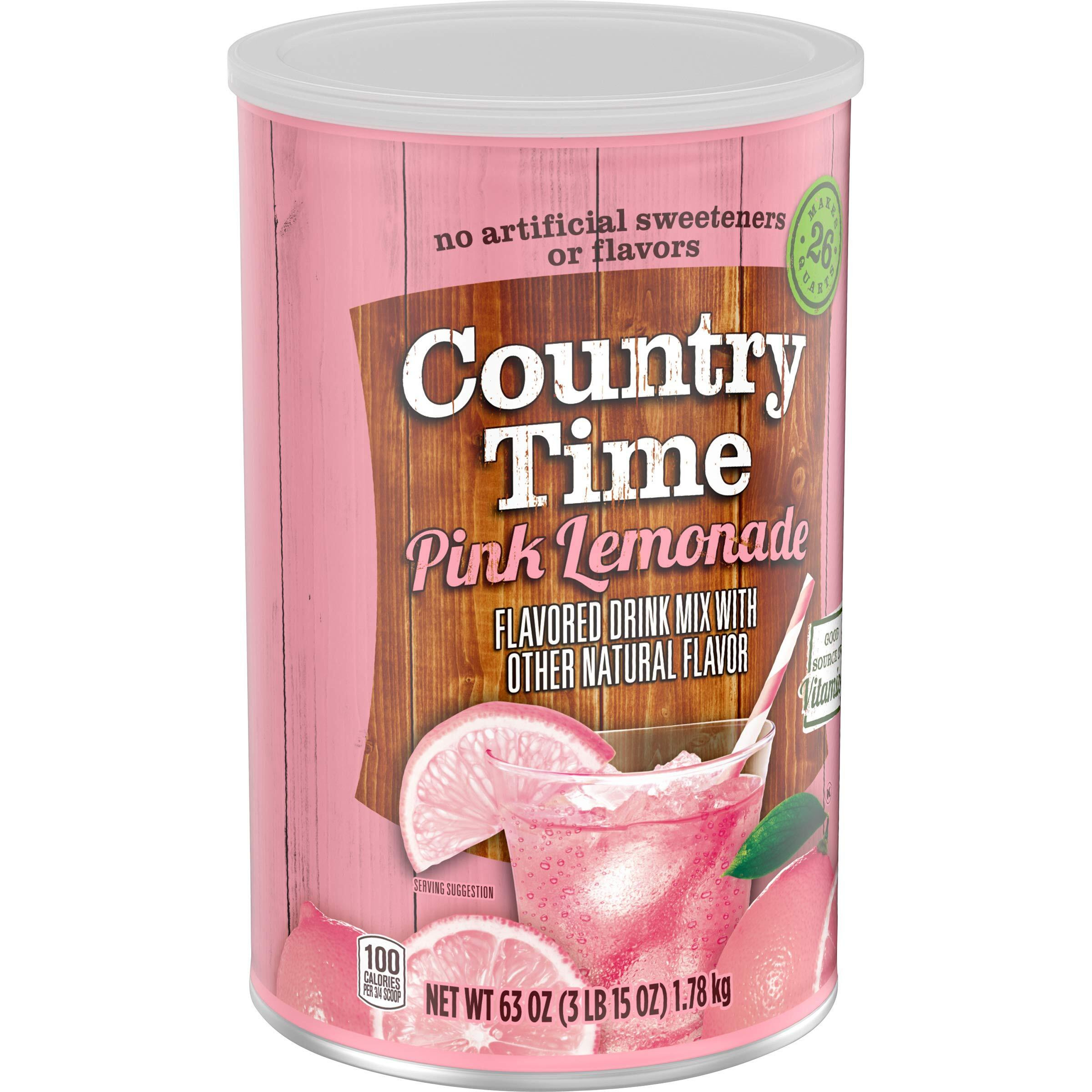 Country Time Pink Lemonade Naturally Flavored Powdered Drink Mix 63 Oz Canisters (Pack Of 2)