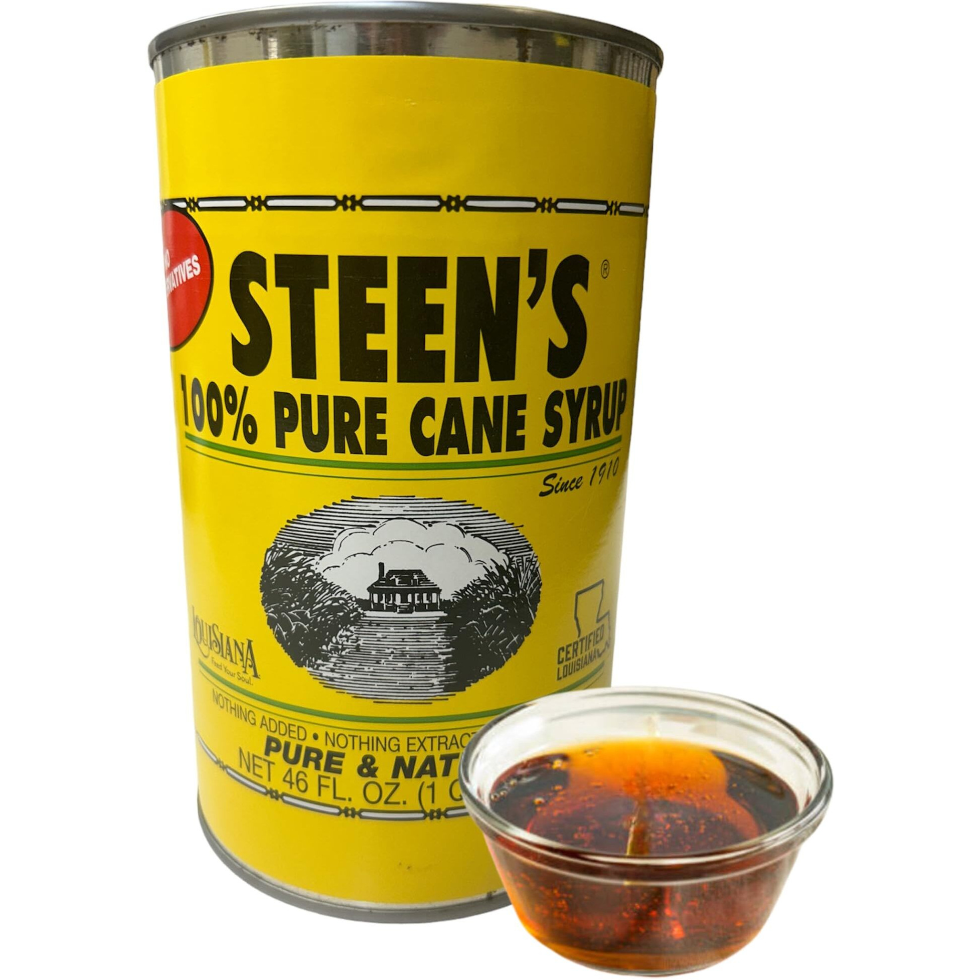100% Pure Cane Syrup 46Fl. Oz Can (Pack Of 1) - No Additives - No Preservatives - Pure & Natural - Open Kettle - Louisiana's Trusted Brand For Over 100 Years - By Steen's